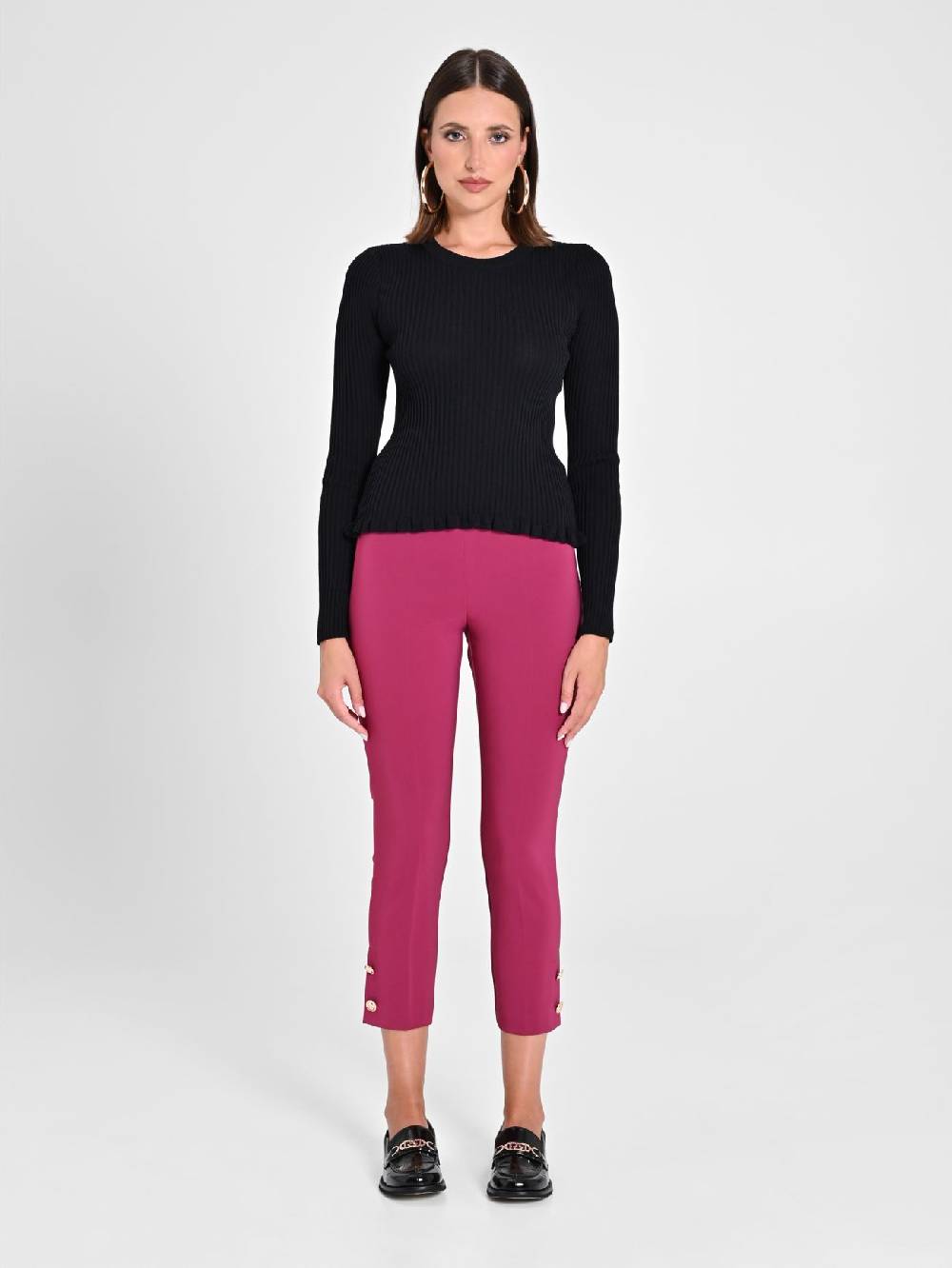 Rinascimento Pantaloni Slim in Tessuto Tecnico Bordeaux Italy