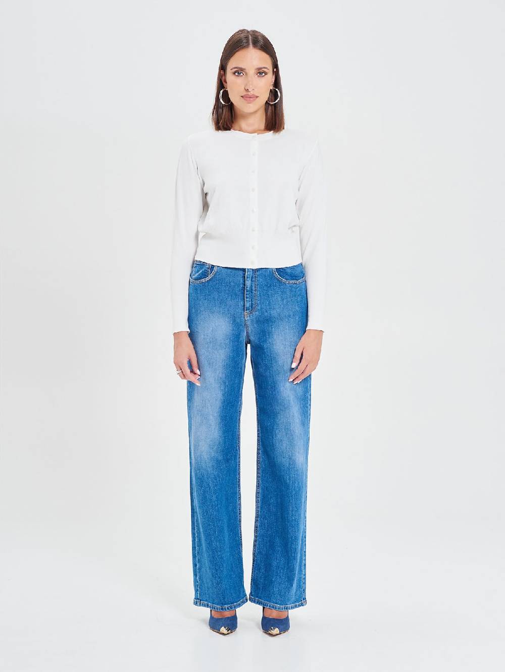 Rinascimento Cardigan Bianco in Maglia Eco Vero® Qualità