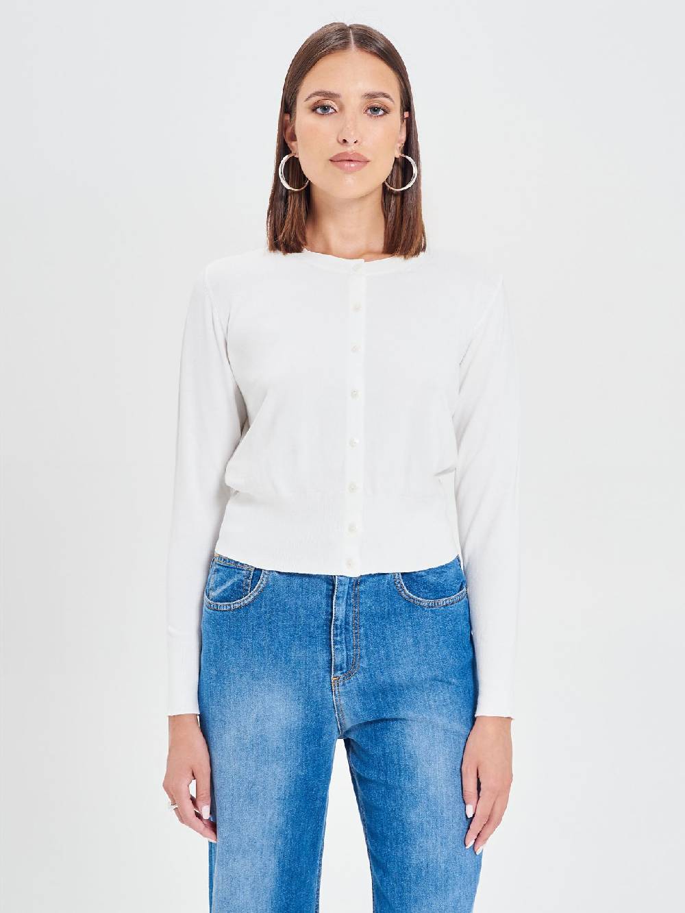 Rinascimento Cardigan Bianco in Maglia Eco Vero® Qualità