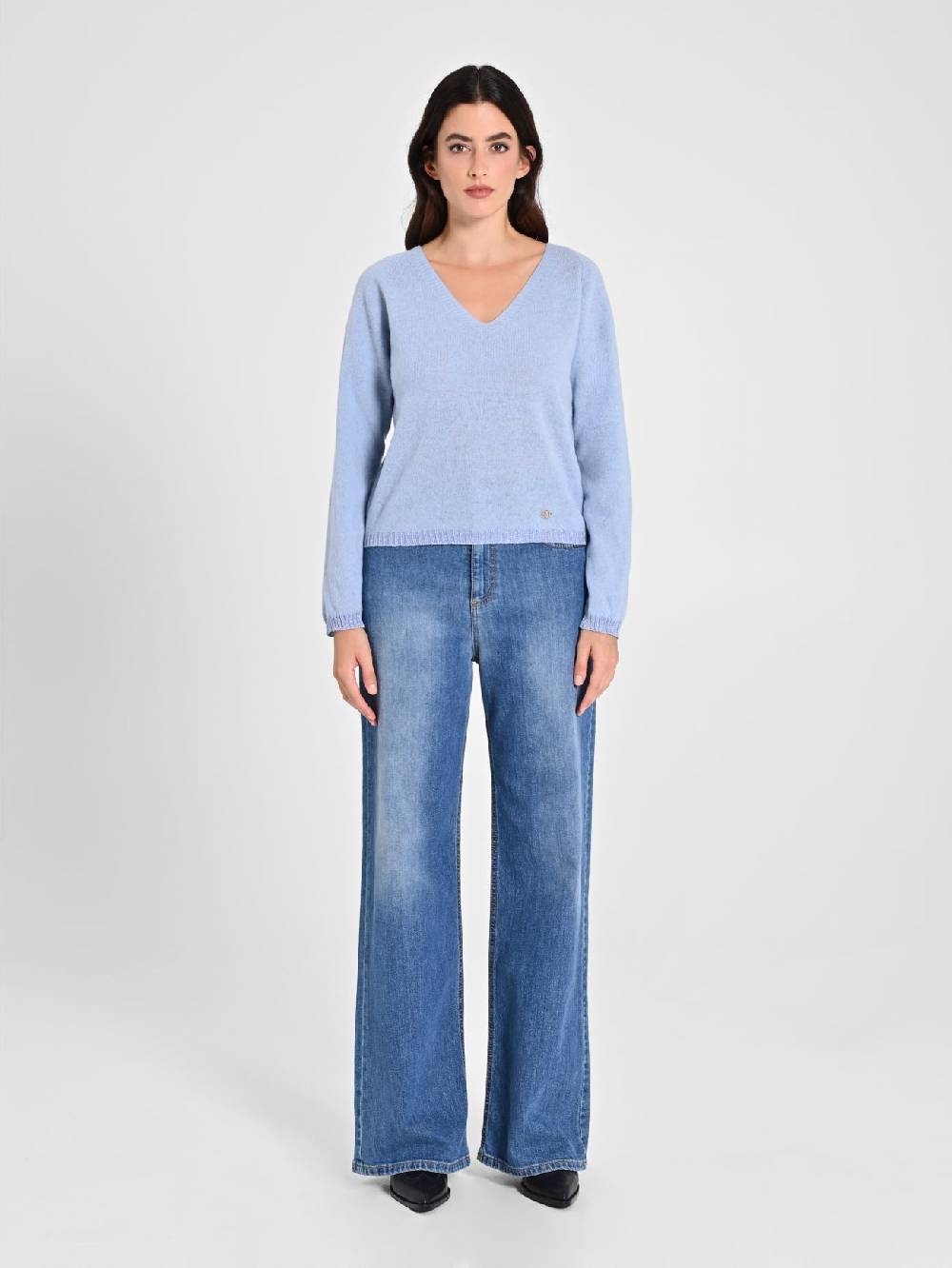 Rinascimento Maglione Lana Cashmere Azzurro Soddisfazione Garantita