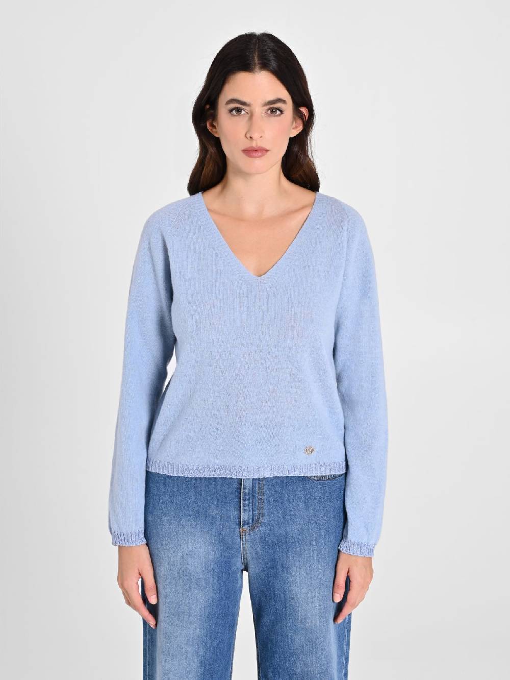 Rinascimento Maglione Lana Cashmere Azzurro Soddisfazione Garantita