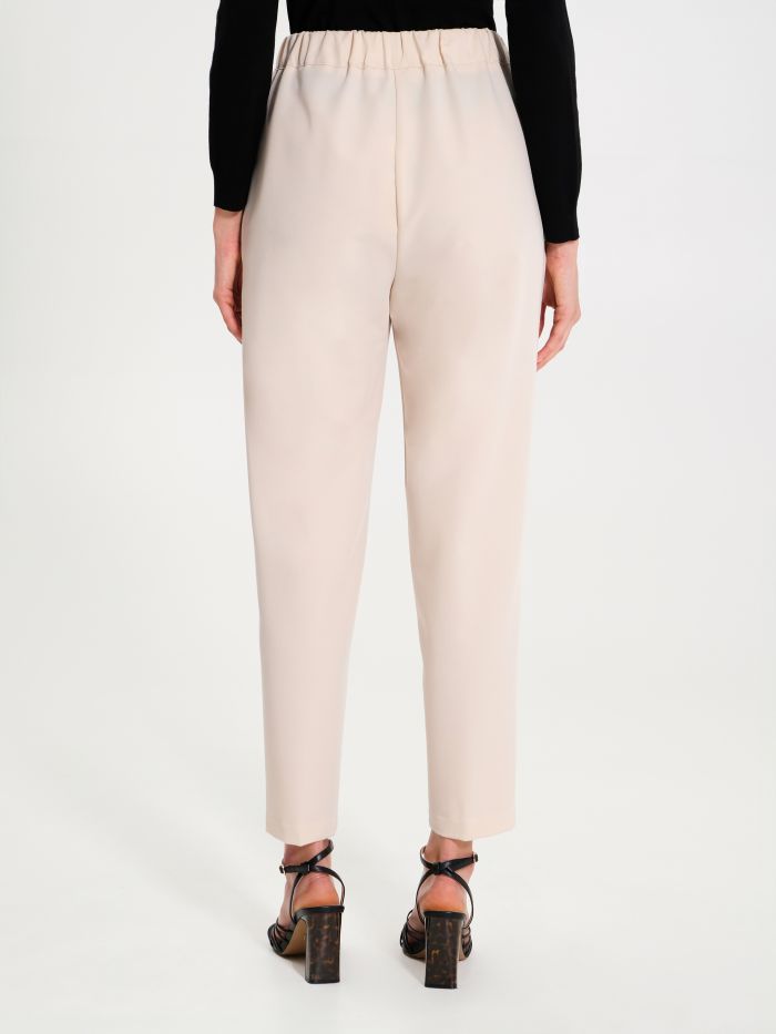 Rinascimento Pantaloni Carota con Punto Smock Beige In Saldo