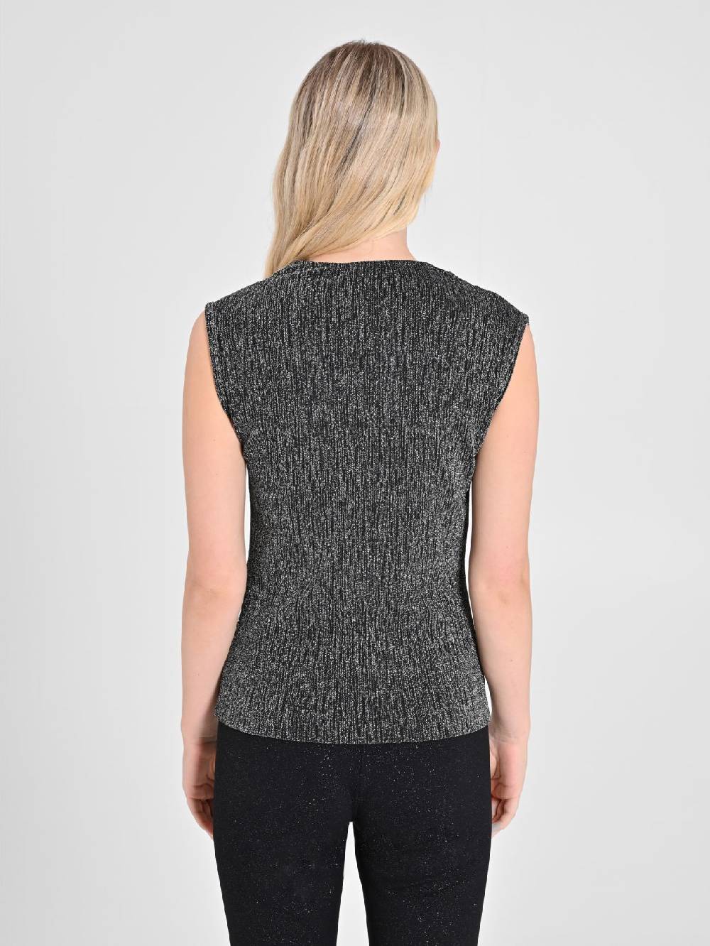 Rinascimento Top Nero & Argento Lurex Vendite stagionali