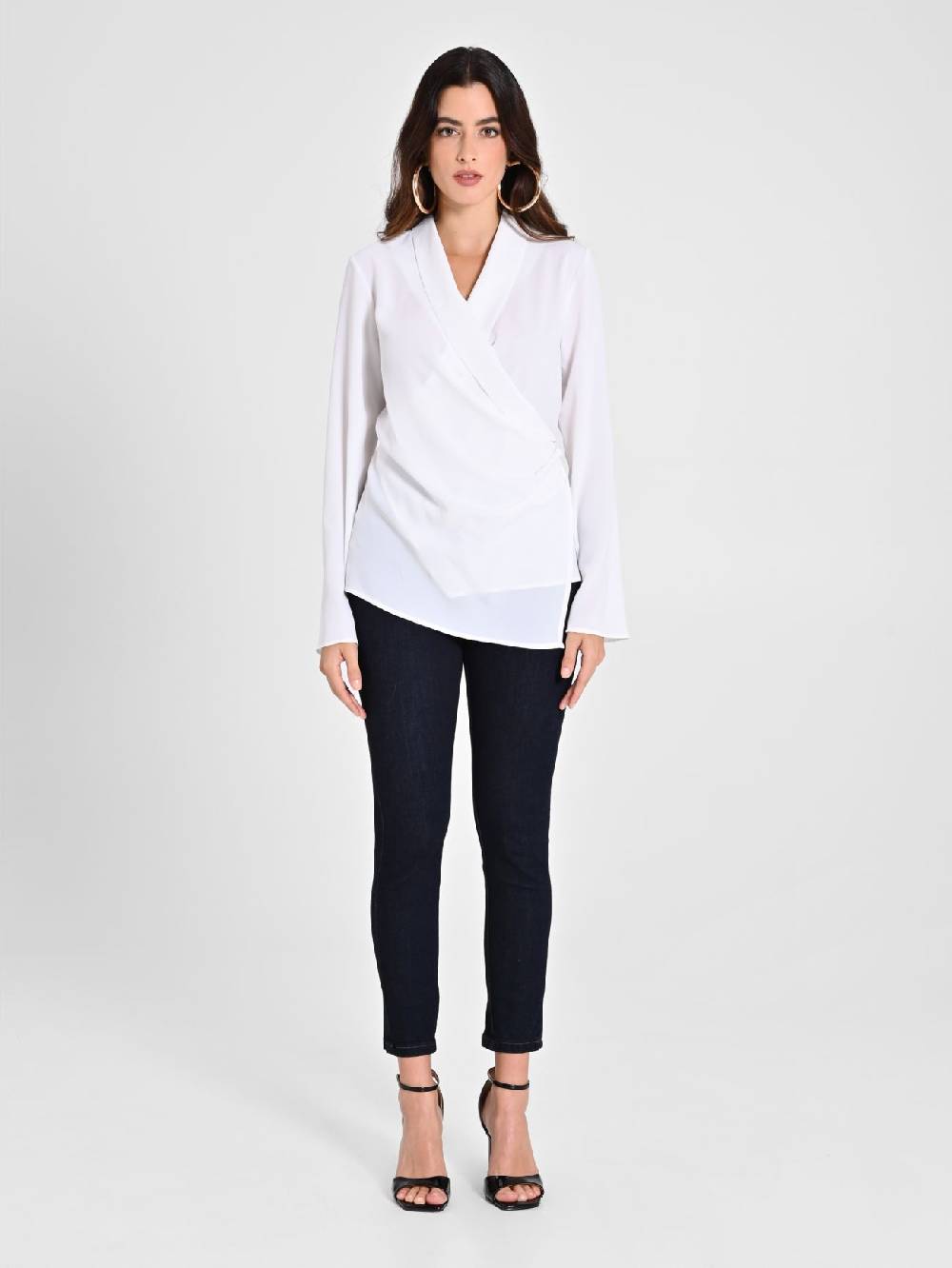 Rinascimento Blusa Bianca con Drappeggio Offerta San Valentino