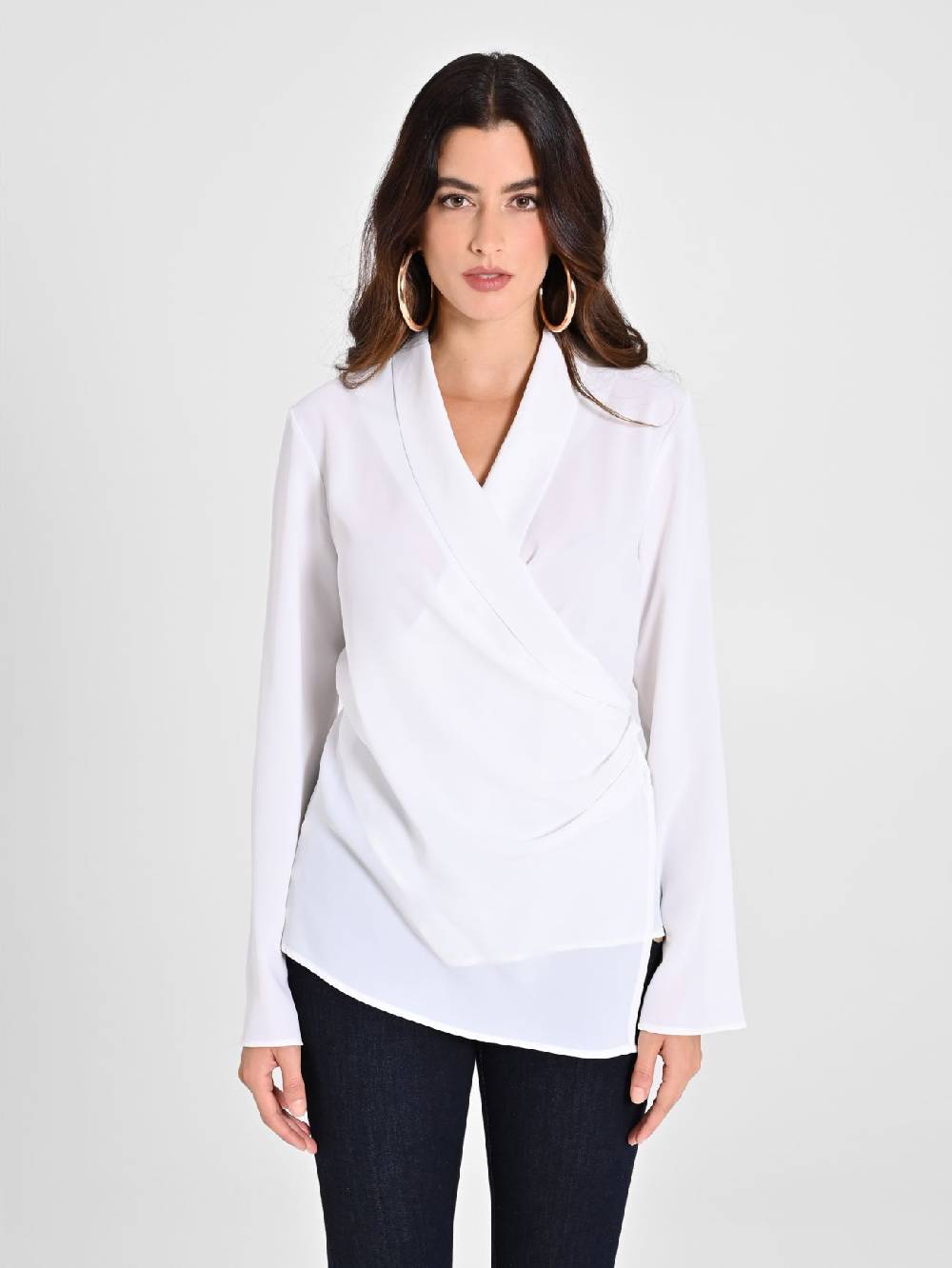 Rinascimento Blusa Bianca con Drappeggio Offerta San Valentino