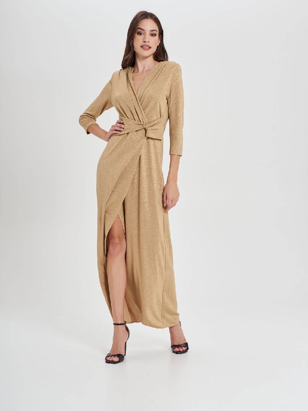 Rinascimento Abito Lungo Oro Lurex Offerta Anniversario