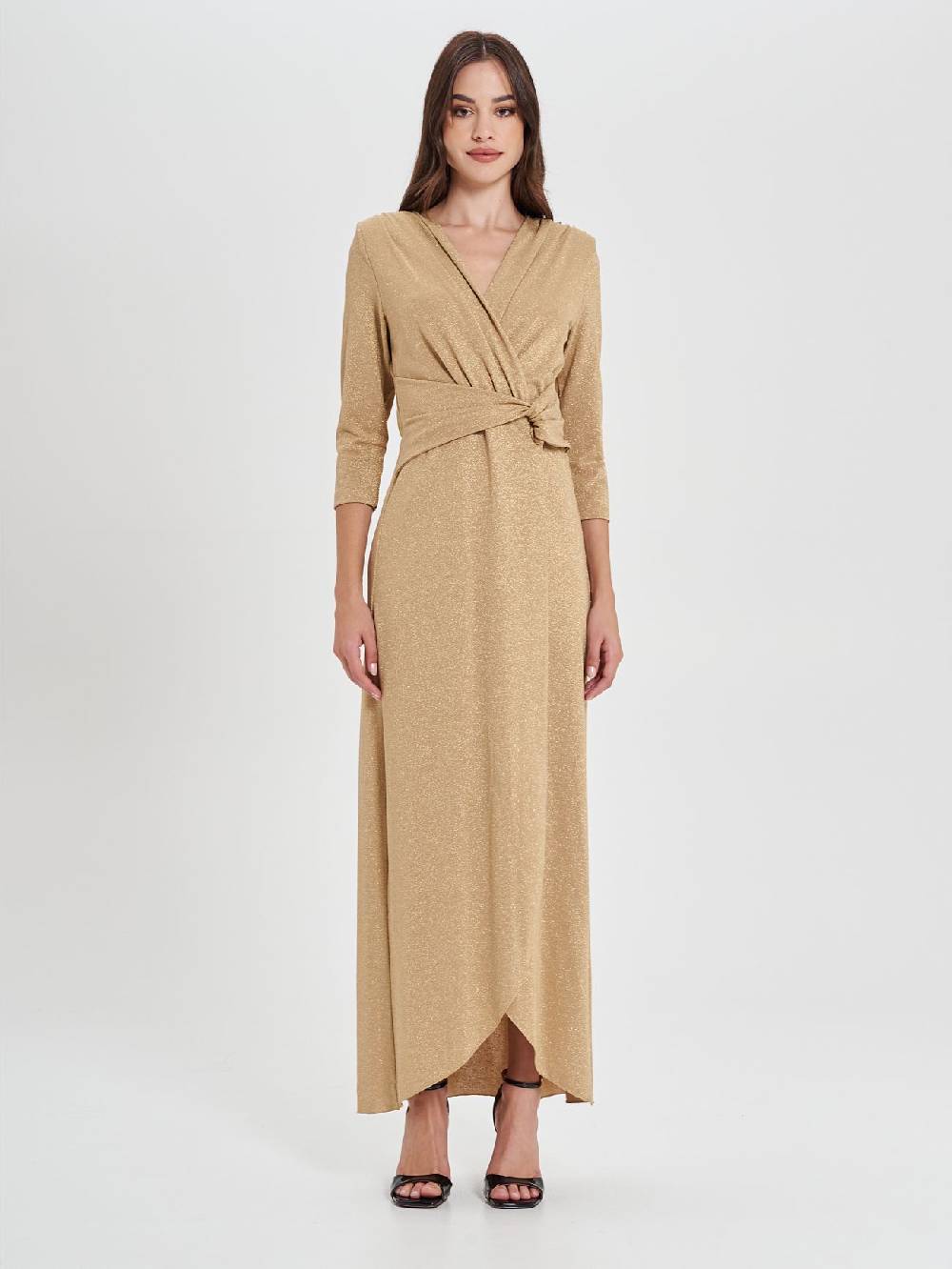 Rinascimento Abito Lungo Oro Lurex Offerta Anniversario