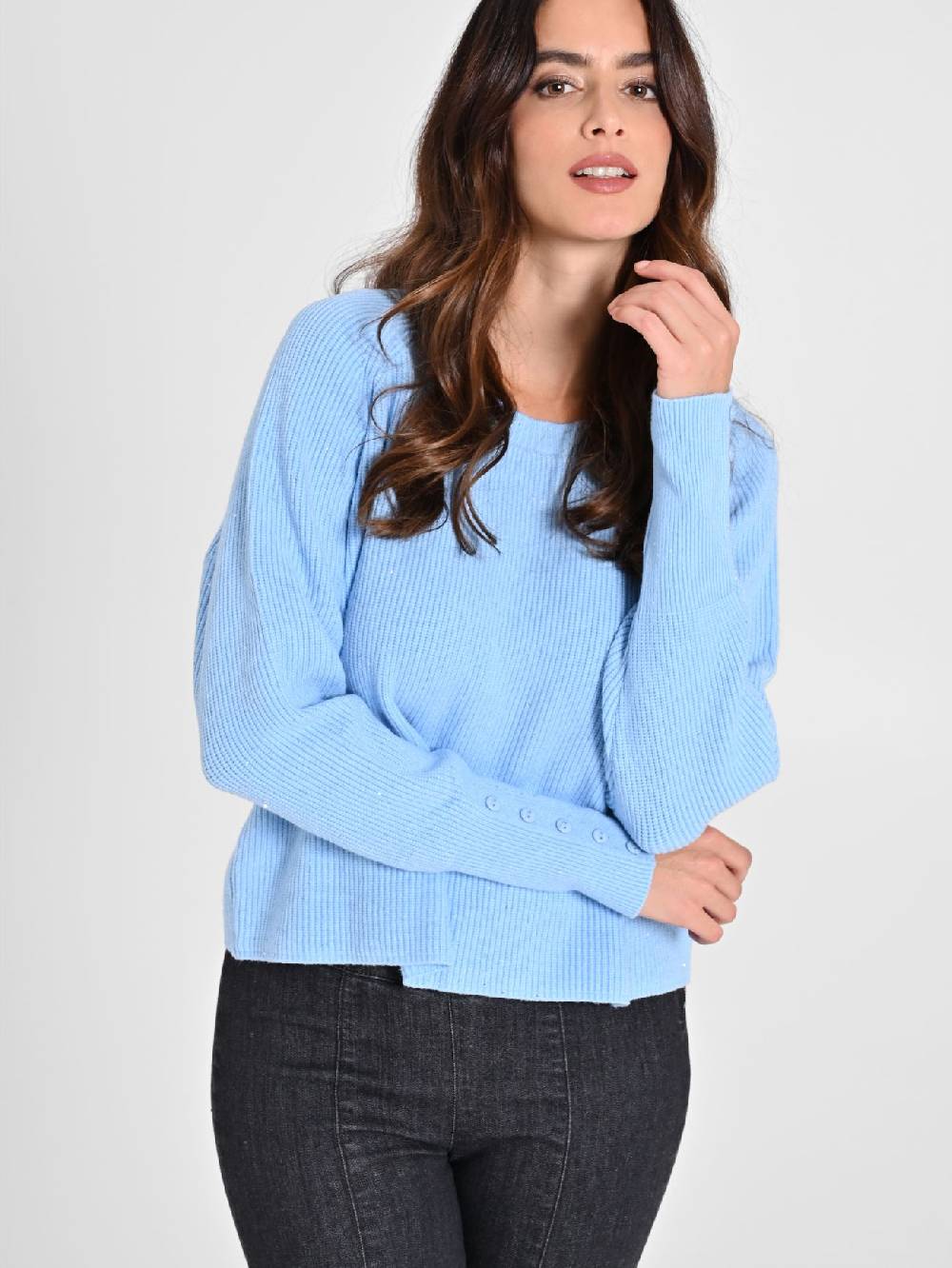 Rinascimento Maglione Azzurro Paillettes Vendita calda