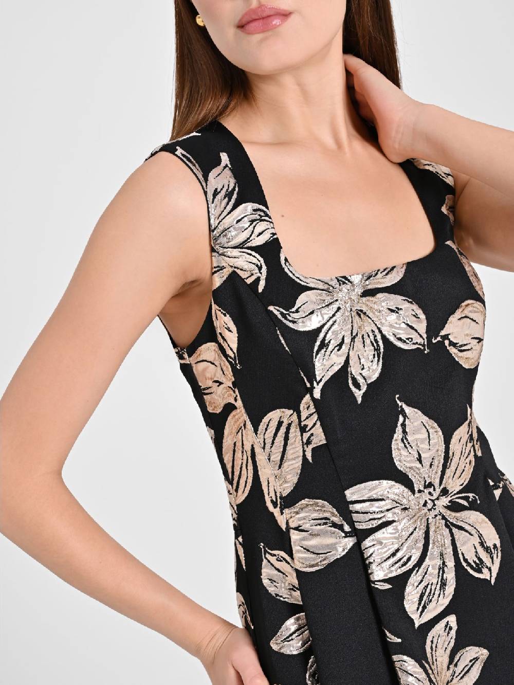 Rinascimento Abito Fiori Dorati Jacquard Sconti VIP
