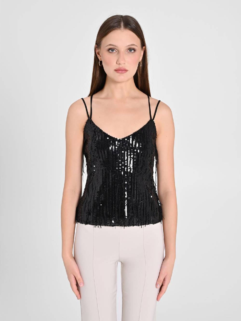 Rinascimento Top Paillettes Frange Prezzo basso