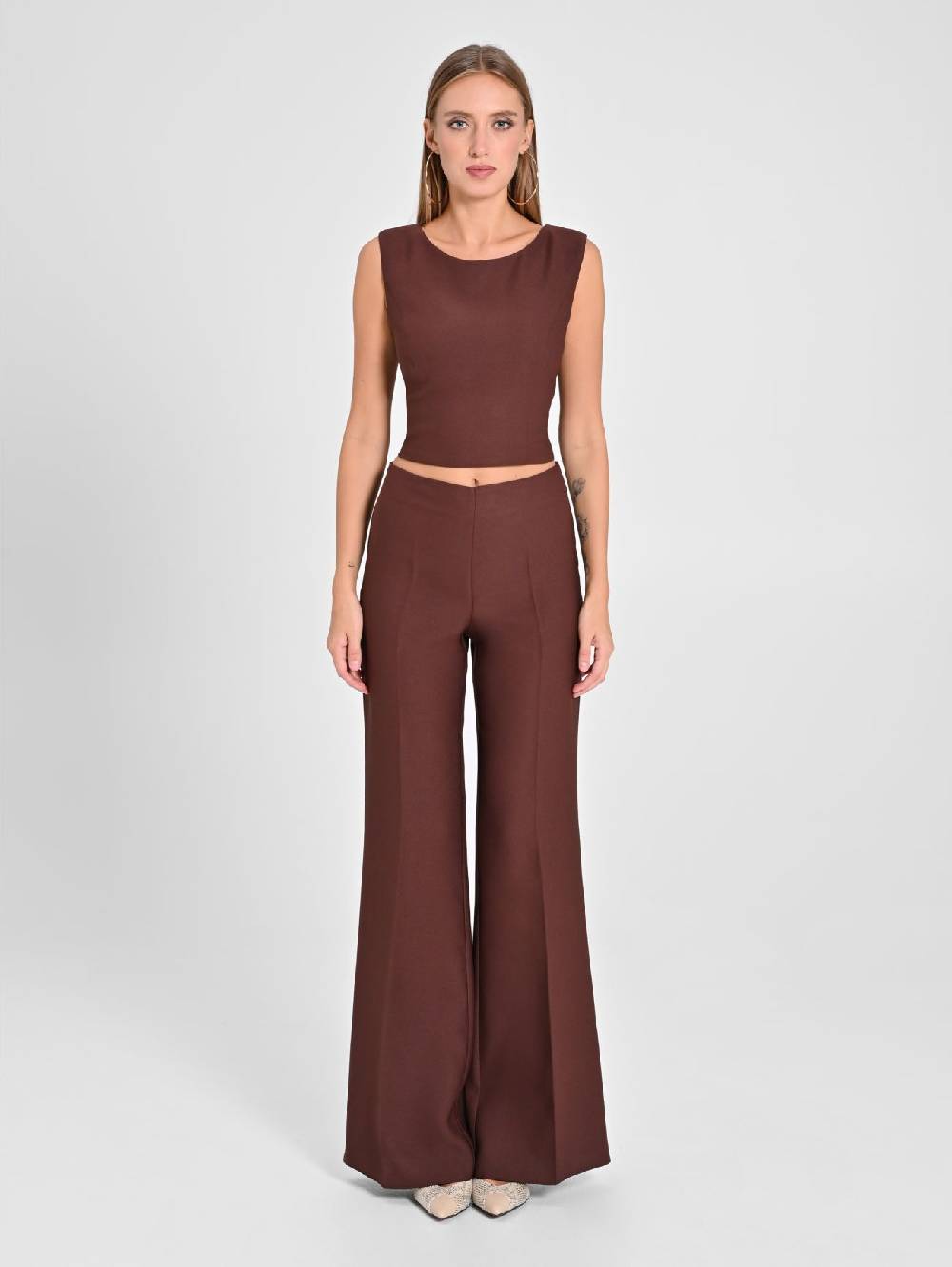 Rinascimento Top in in Envers Satin Marrone Super Saving Price