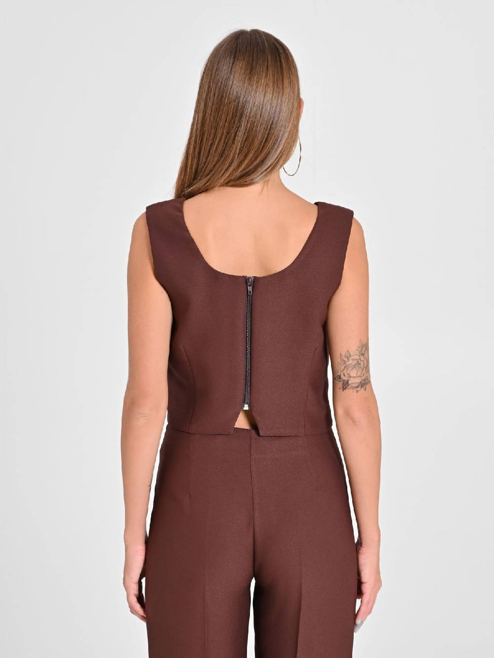 Rinascimento Top in in Envers Satin Marrone Super Saving Price