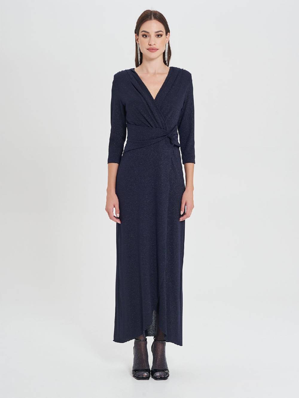 Rinascimento Abito Lungo Blu Lurex Rilascio limitato