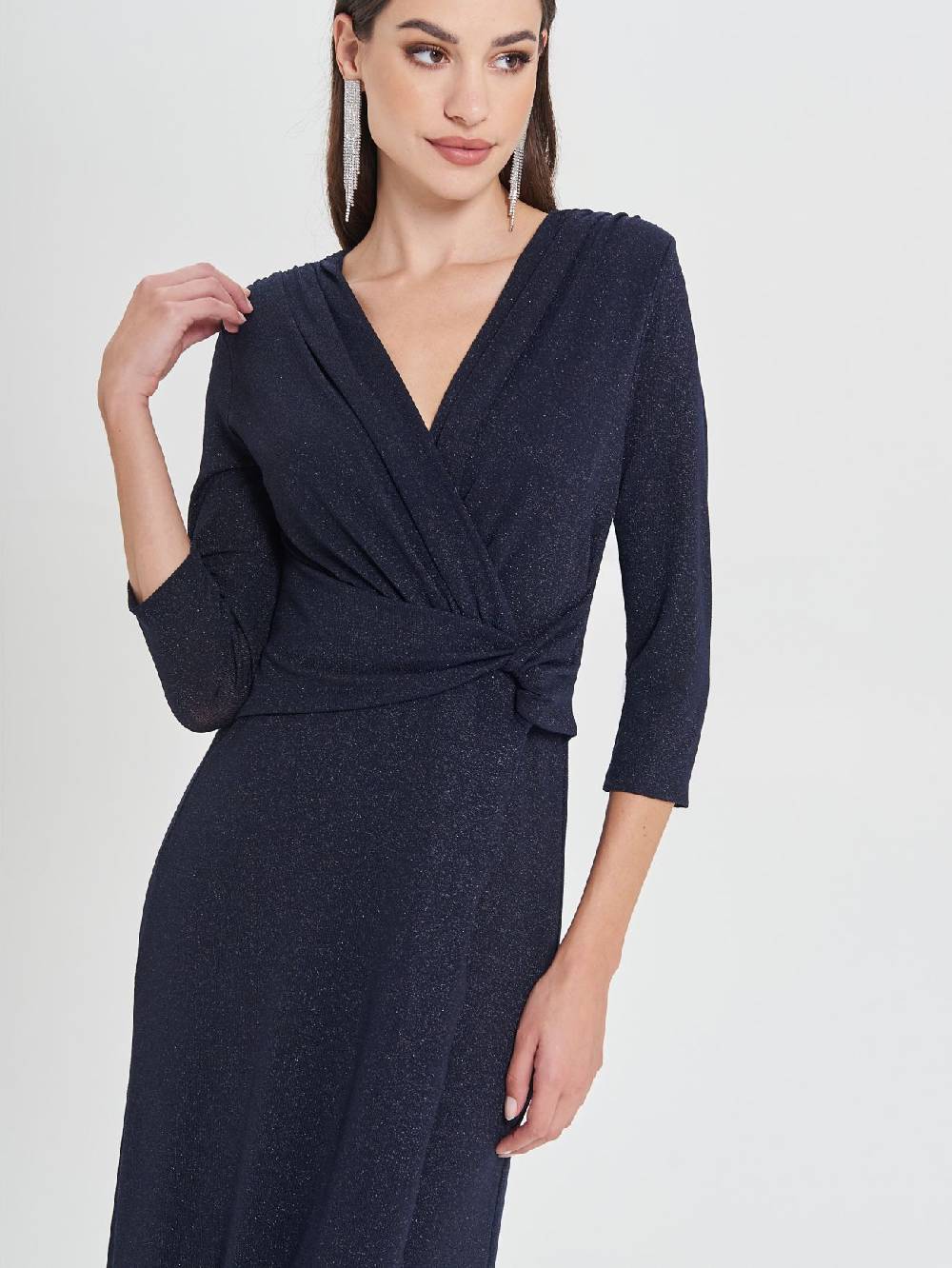 Rinascimento Abito Lungo Blu Lurex Rilascio limitato