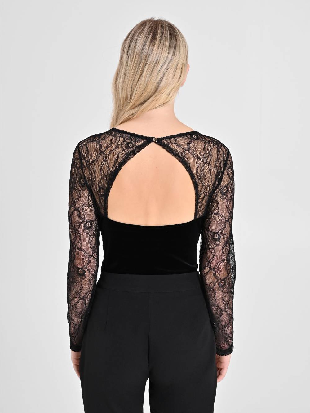 Rinascimento Body in Pizzo e Velluto Nero Discount Store per i nuovi prodotti