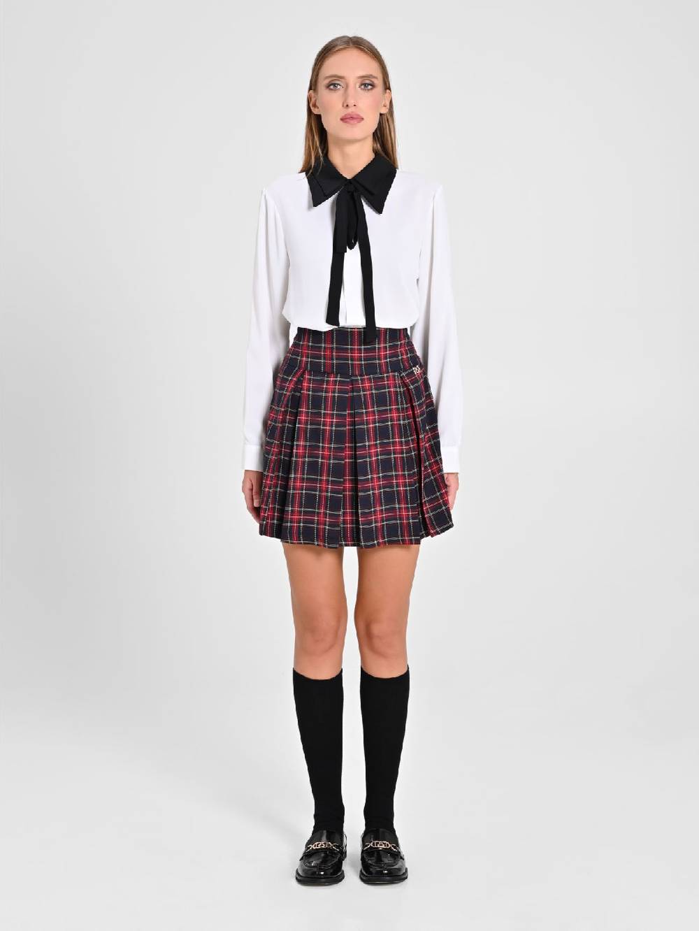 Rinascimento Minigonna in Tartan Blu Officina