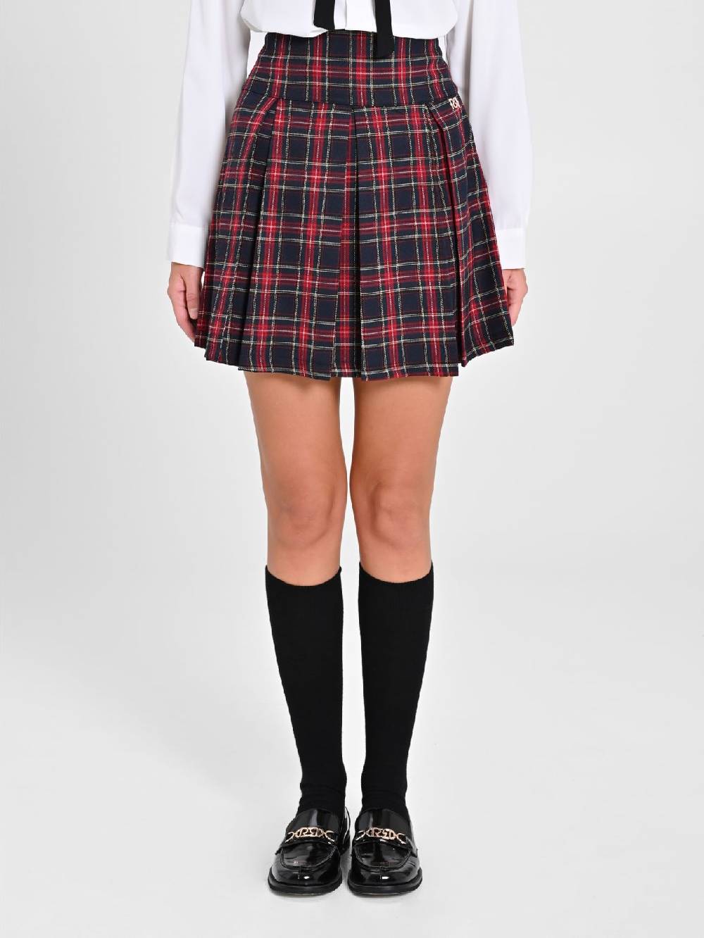Rinascimento Minigonna in Tartan Blu Officina