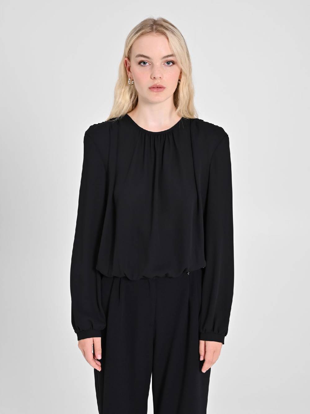 Rinascimento Blusa in Georgette Nera Black Friday Prezzi
