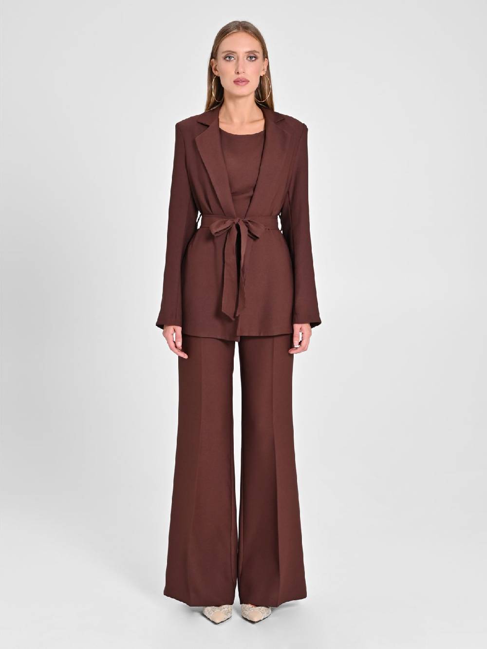 Rinascimento Giacca Vestaglia in Envers Satin Marrone Duty-free