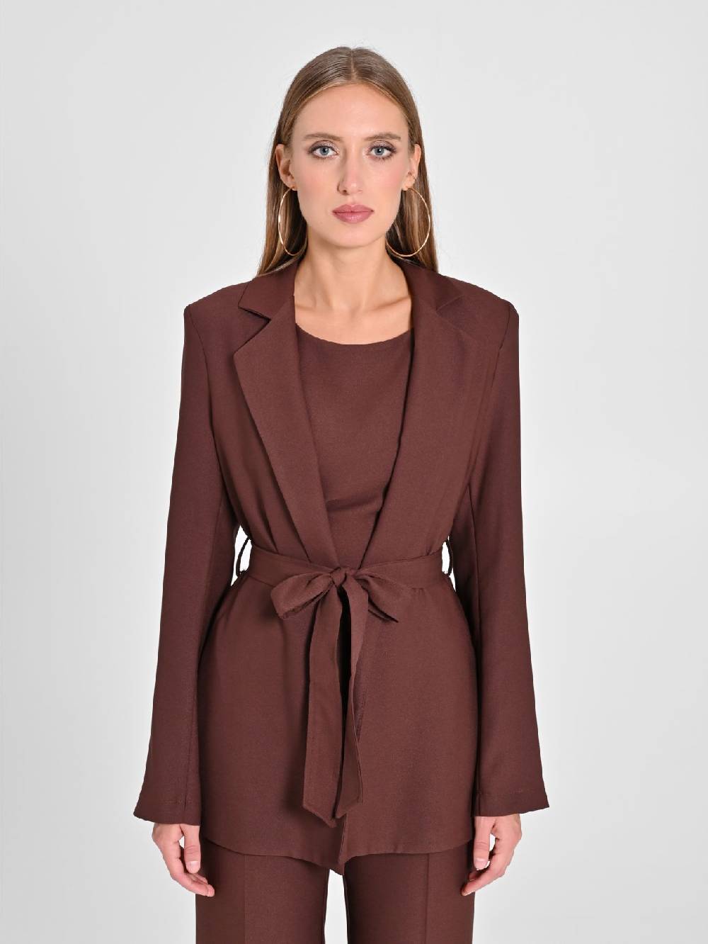 Rinascimento Giacca Vestaglia in Envers Satin Marrone Duty-free