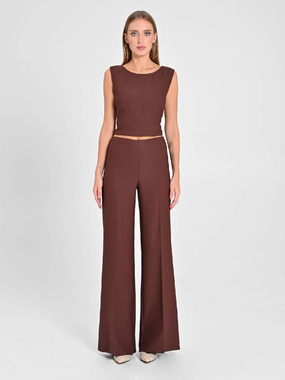 Rinascimento Pantaloni in Envers Satin Marrone 50% di sconto per tempo limitato