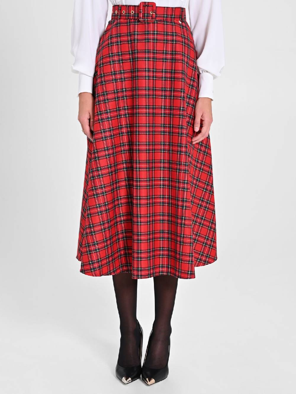 Rinascimento Gonna Midi in Tartan Nuovo