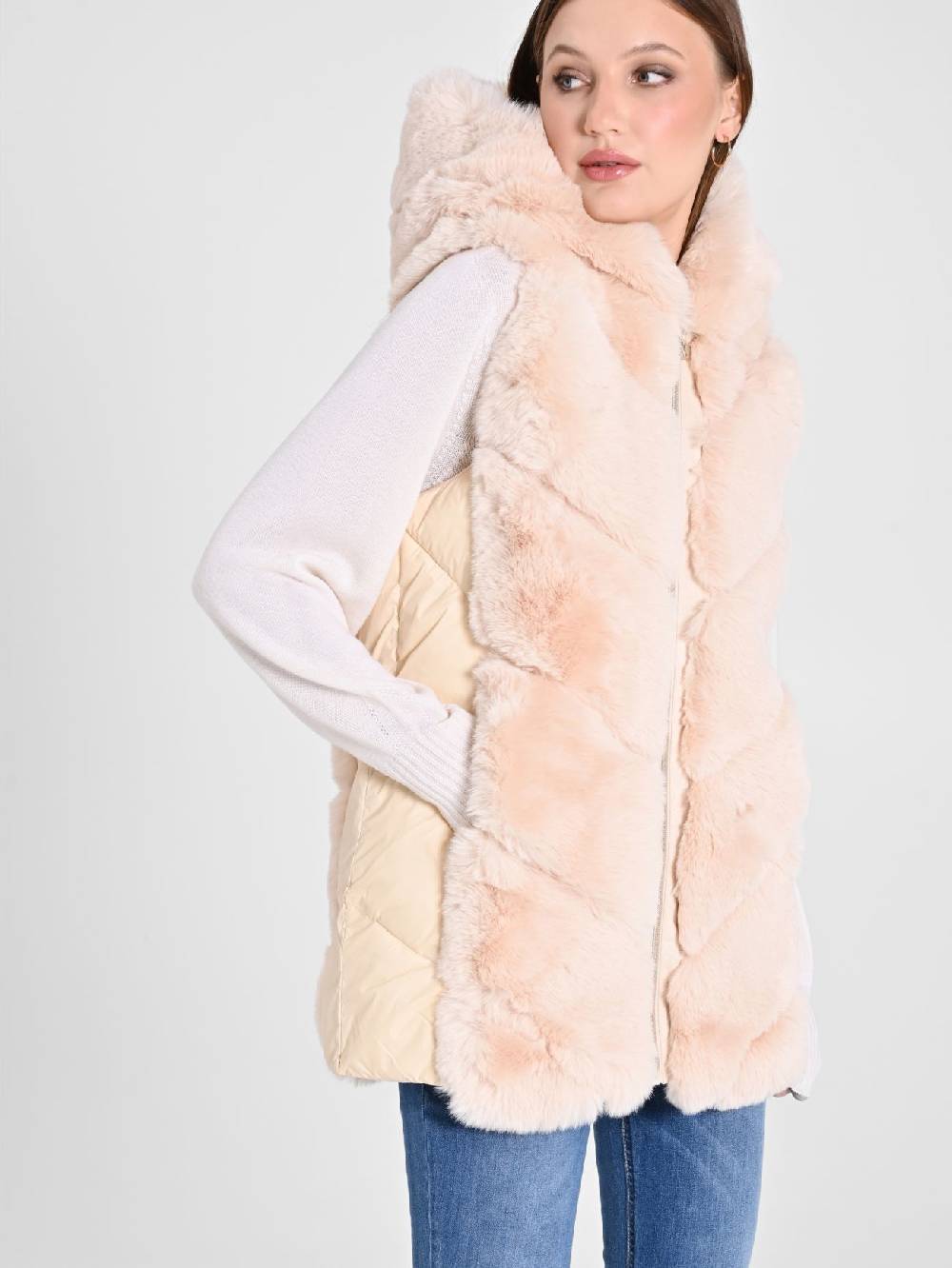 Rinascimento Gilet Piumino & Simil Pelliccia Beige Soddisfazione Garantita