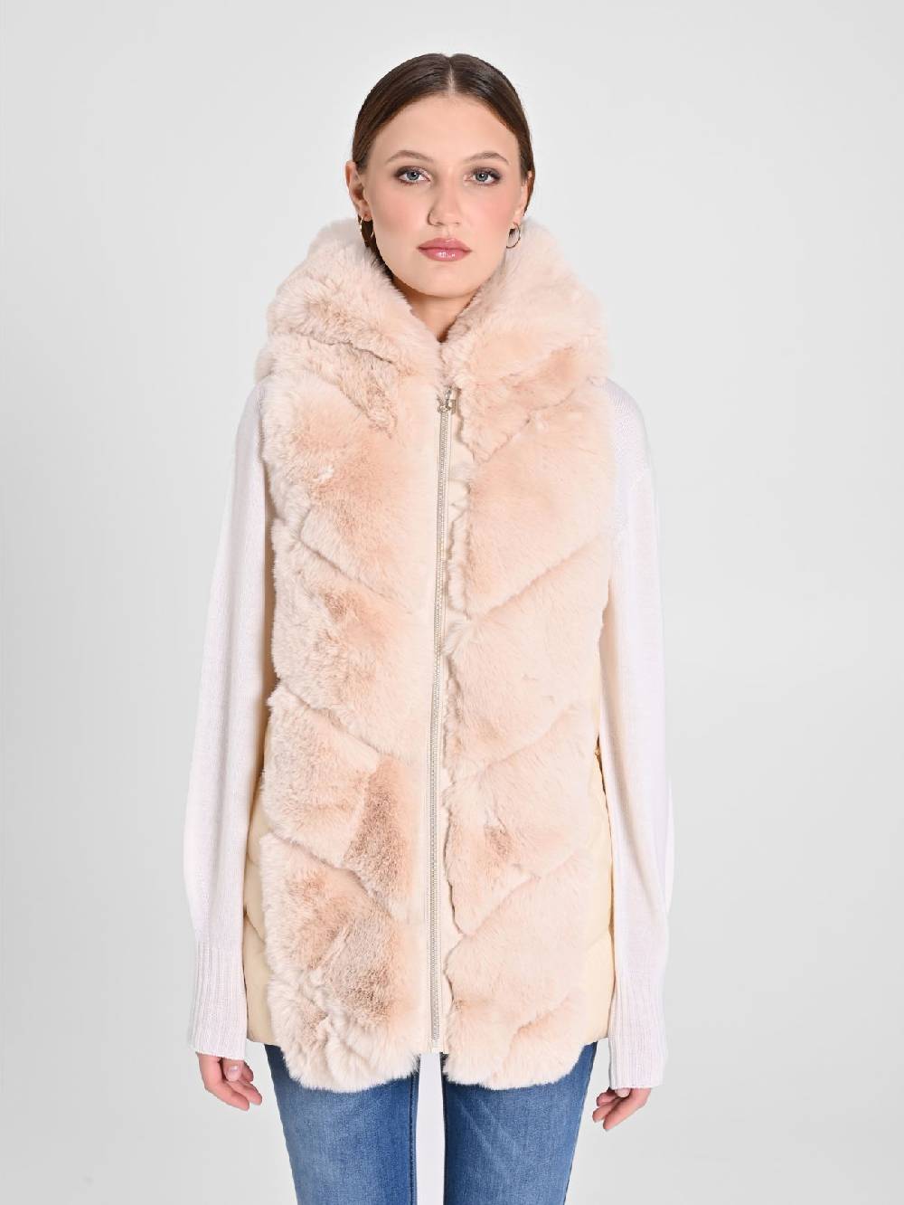 Rinascimento Gilet Piumino & Simil Pelliccia Beige Soddisfazione Garantita