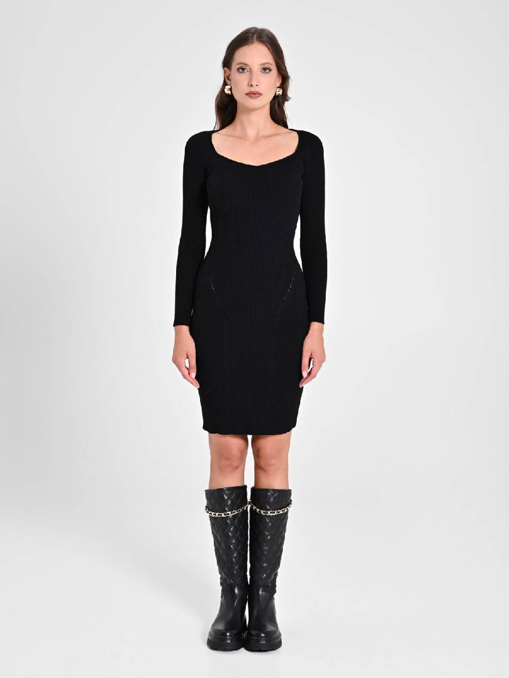 Rinascimento Tubino Nero in Maglia Fino Al -60%