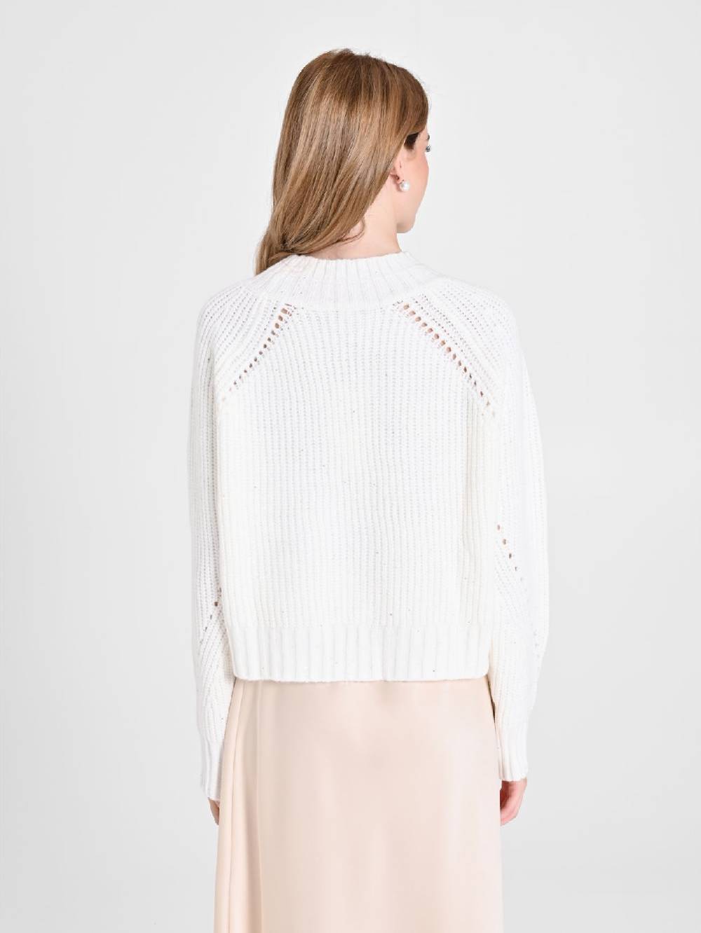 Rinascimento Maglia Bianca treccia Paillettes Convenienza