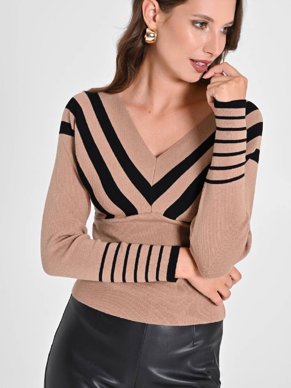 Rinascimento Maglioncino Beige a Righe Nere Economico