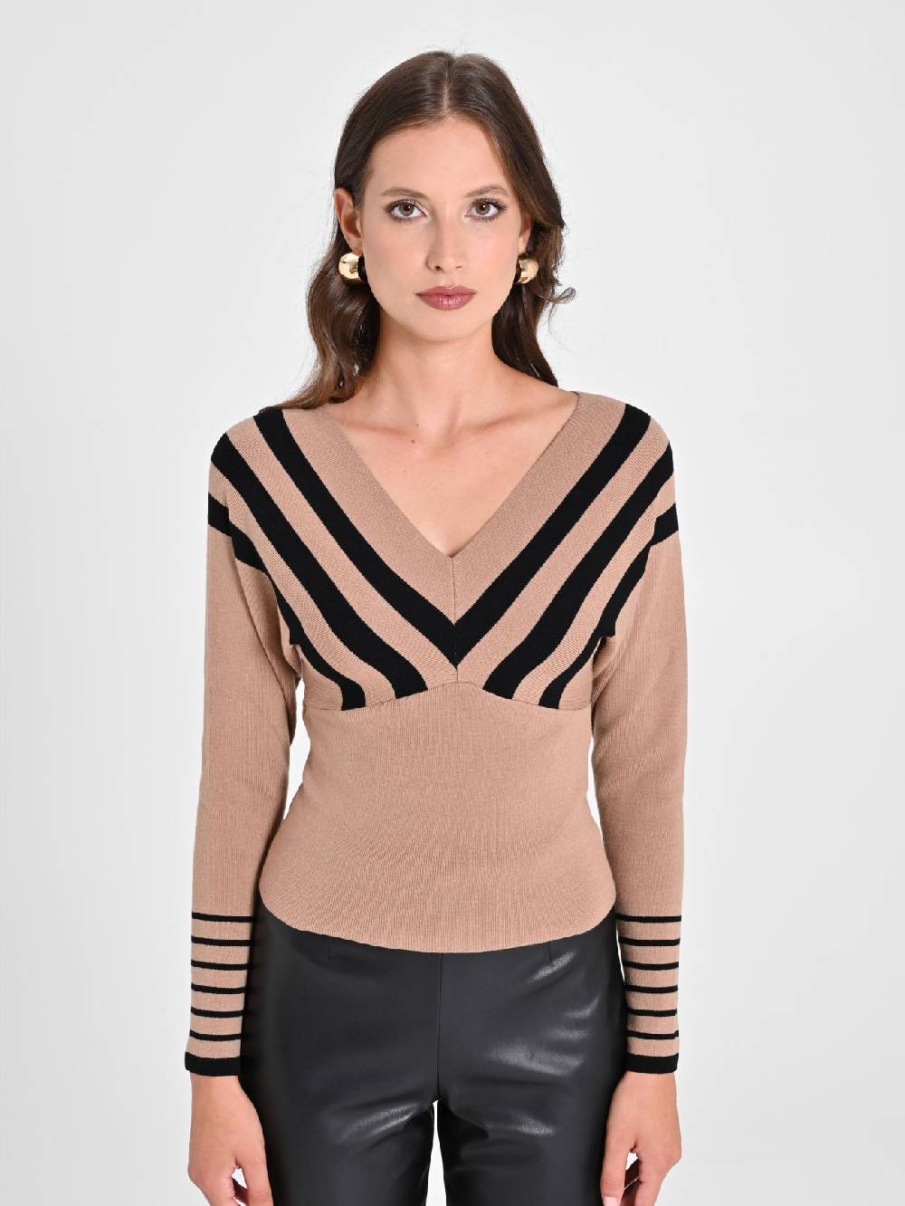 Rinascimento Maglioncino Beige a Righe Nere Economico