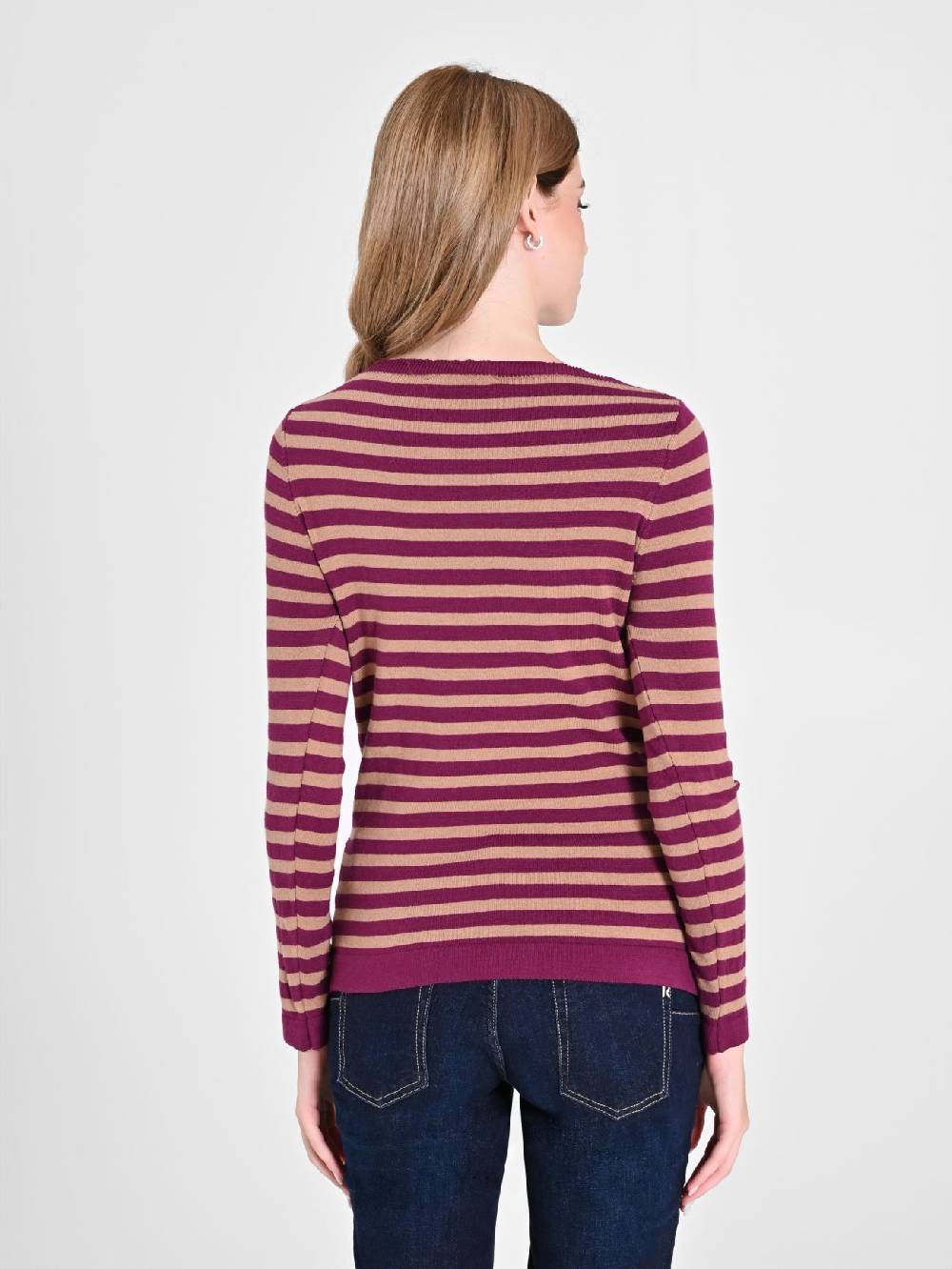 Rinascimento Maglioncino a Righe Beige & Bordeaux Offerte