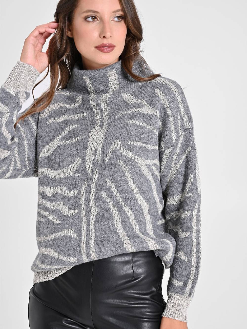 Rinascimento Maglione Zebra Lurex Vendita Calda