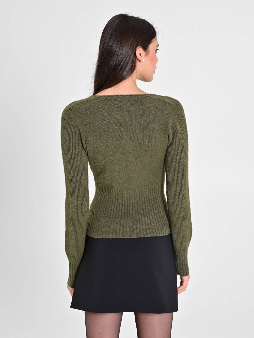 Rinascimento Maglioncino Verde con Incrocio Saldi Di Fabbrica