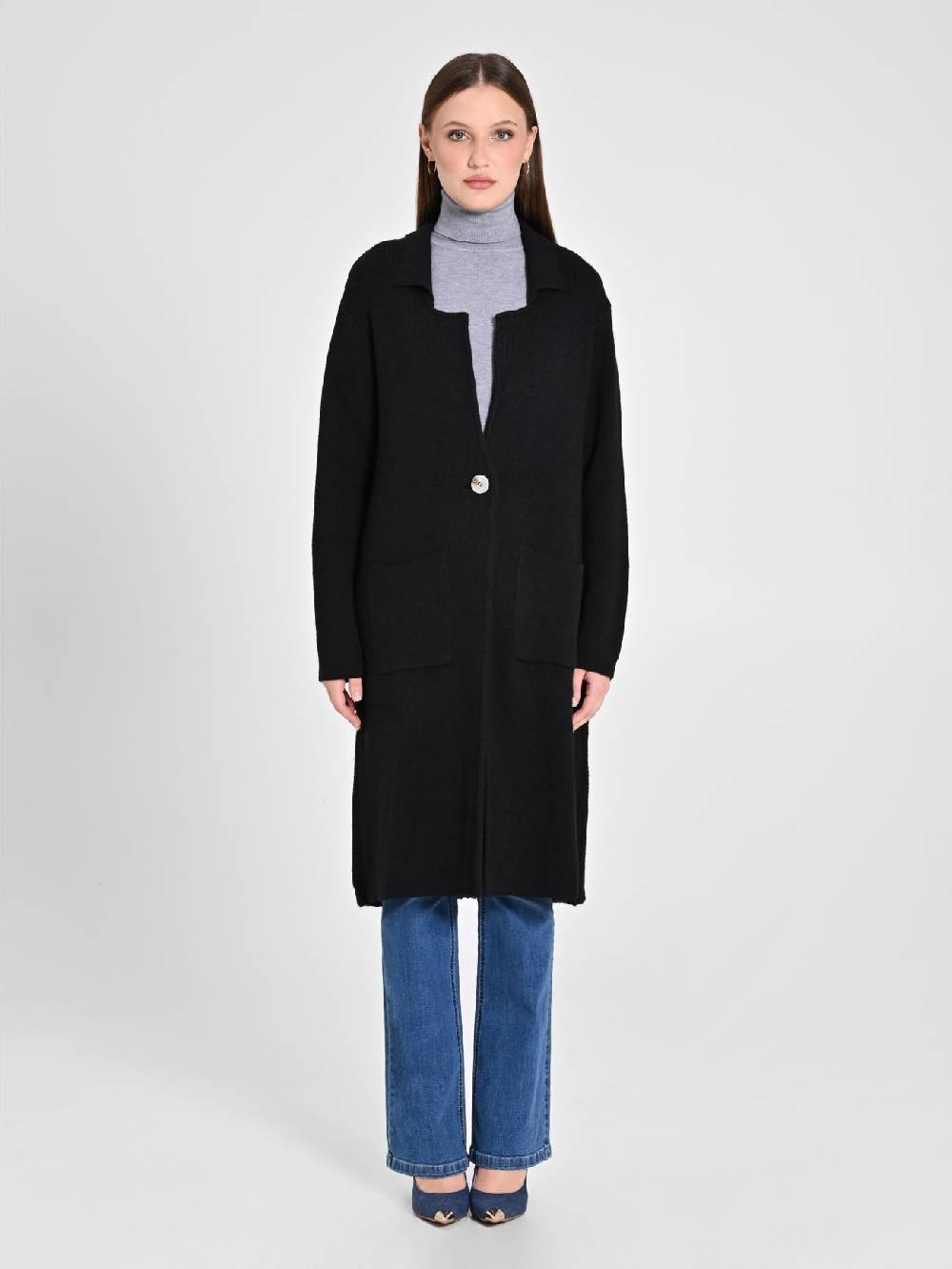 Rinascimento Maxi Cardigan nero Sconto di tempo limitato