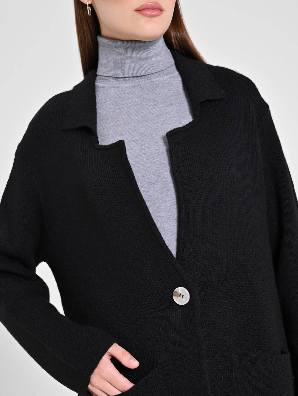 Rinascimento Maxi Cardigan nero Sconto di tempo limitato