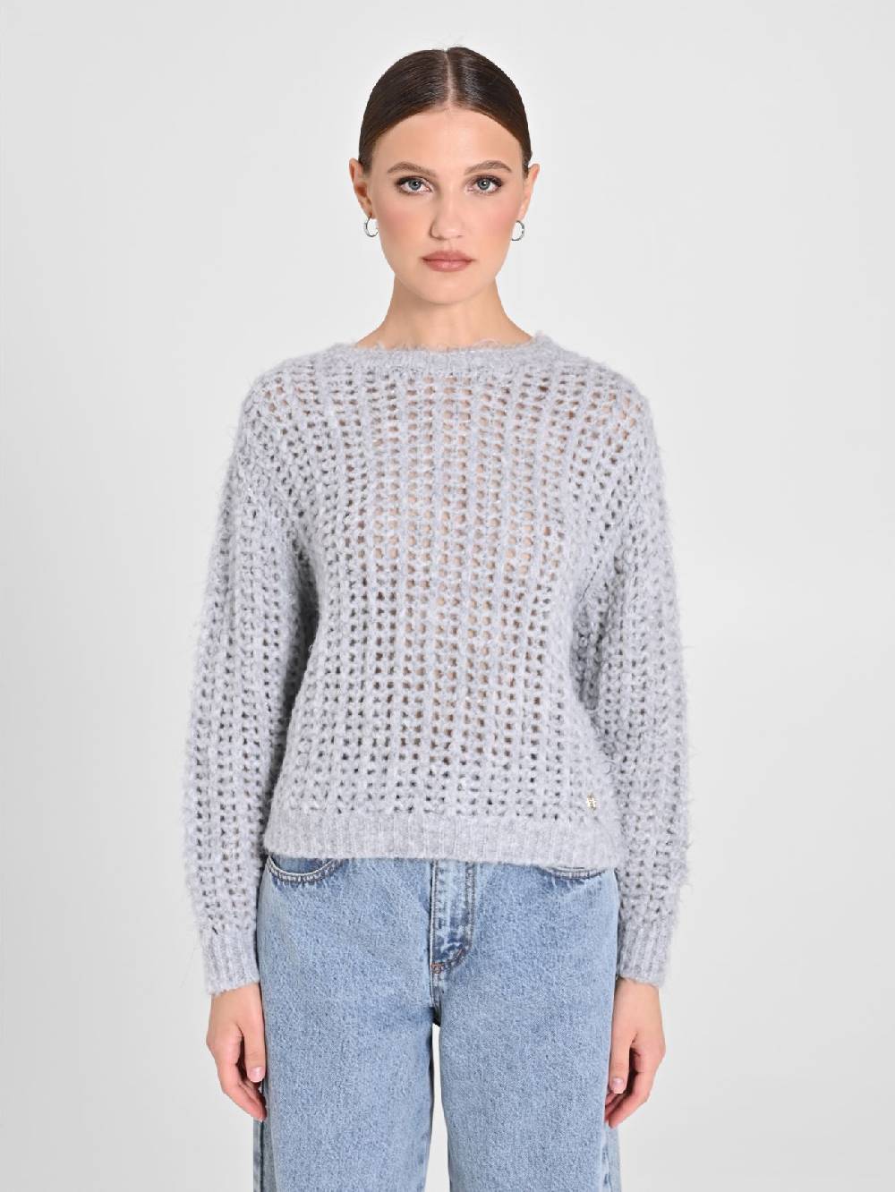 Rinascimento Maglioncino Grigio Paillettes Comprare a buon mercato