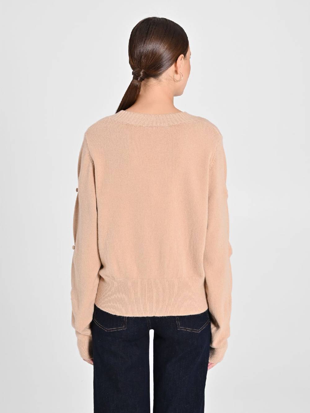 Rinascimento Maglione Cammello con Bottoni Ricoperti Flash Sale