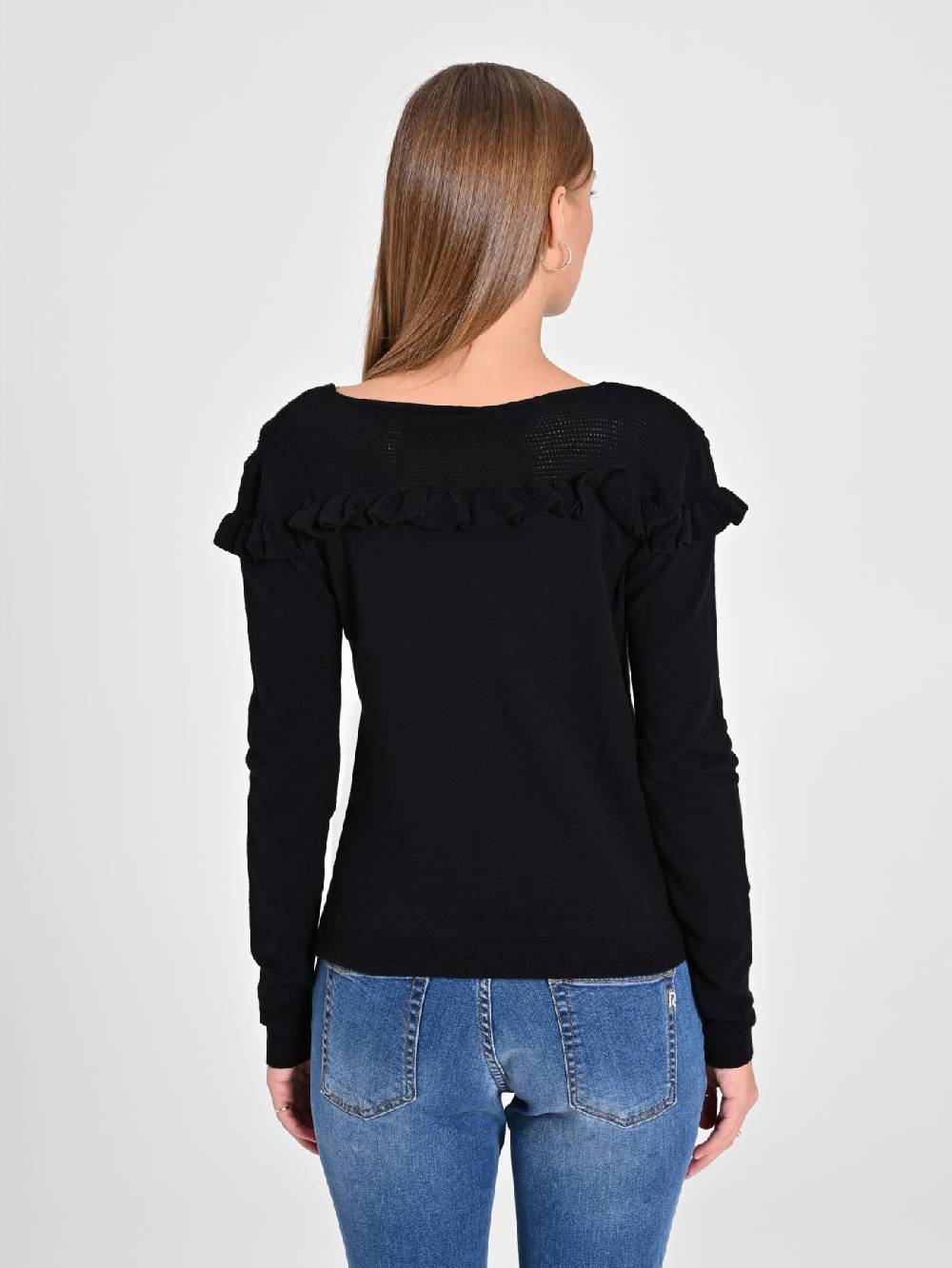 Rinascimento Cardigan Nero con Rouches Fornitura limitata