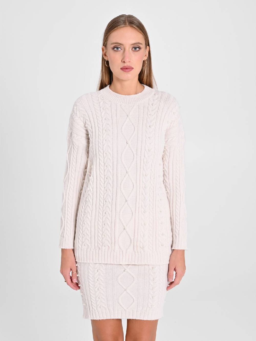 Rinascimento Maglione Bianco con Perle Shopping online
