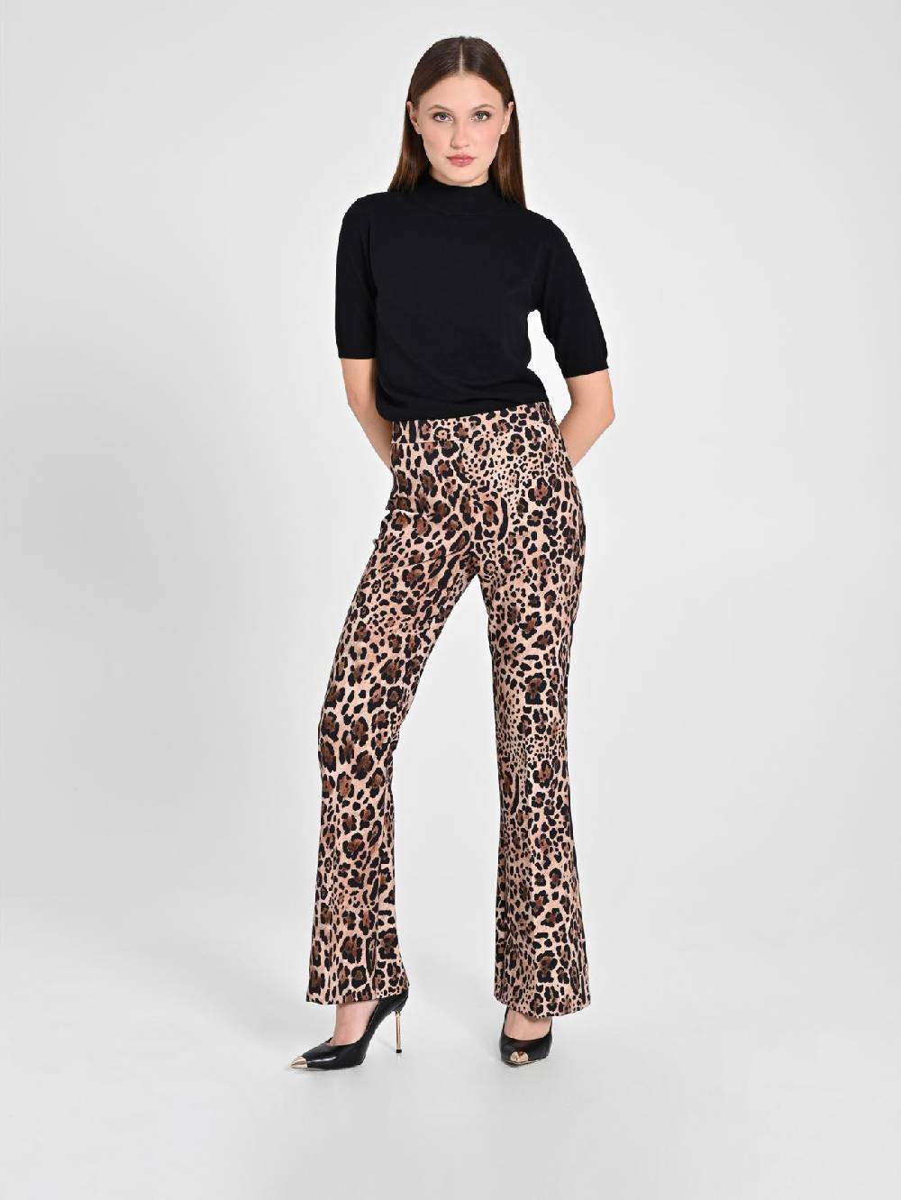 Rinascimento Pantalone Flared Animalier Smaltimento dello stoccaggio