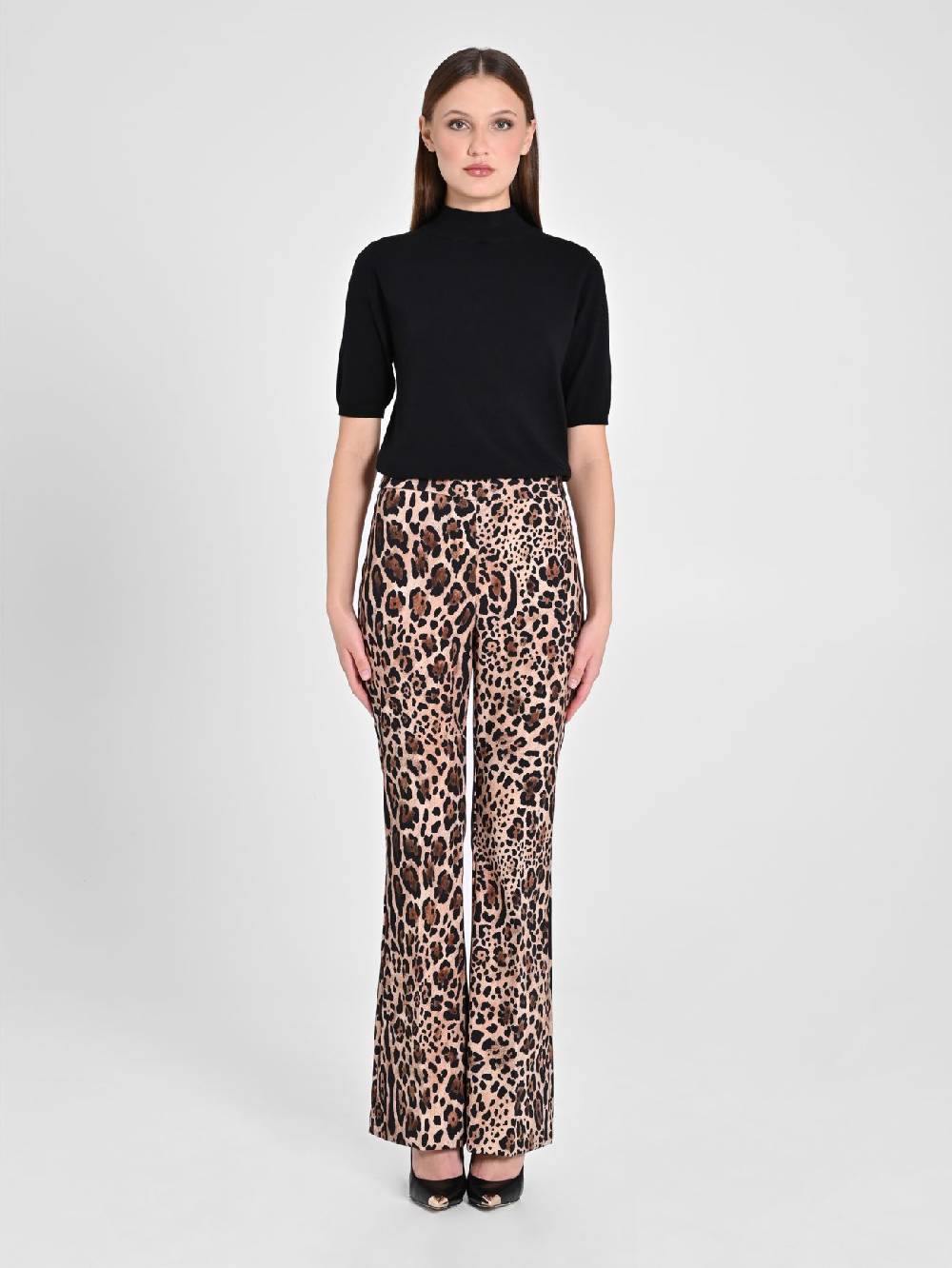 Rinascimento Pantalone Flared Animalier Smaltimento dello stoccaggio