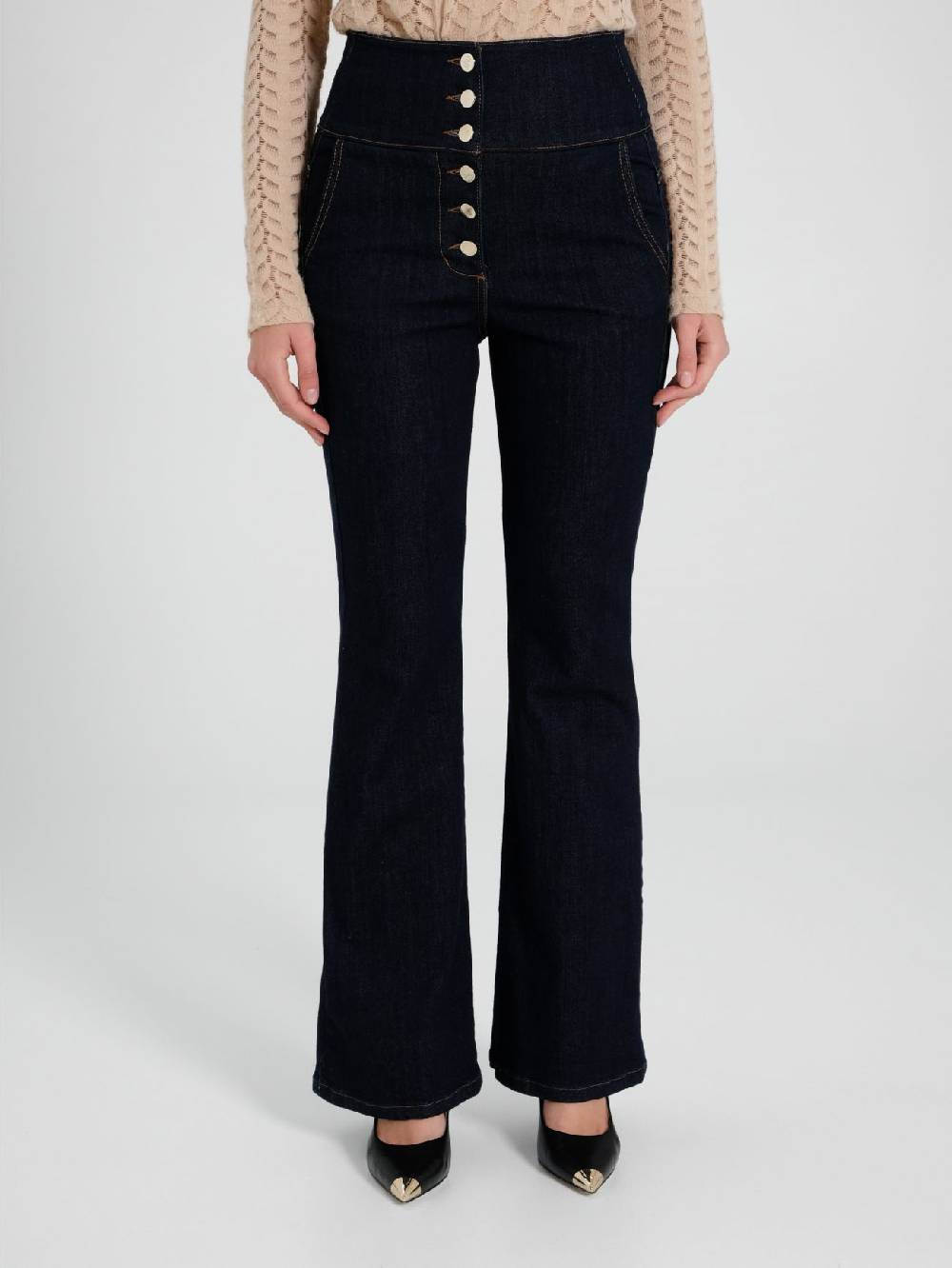 Rinascimento Jeans Flared a Vita Alta Offerte stagionali