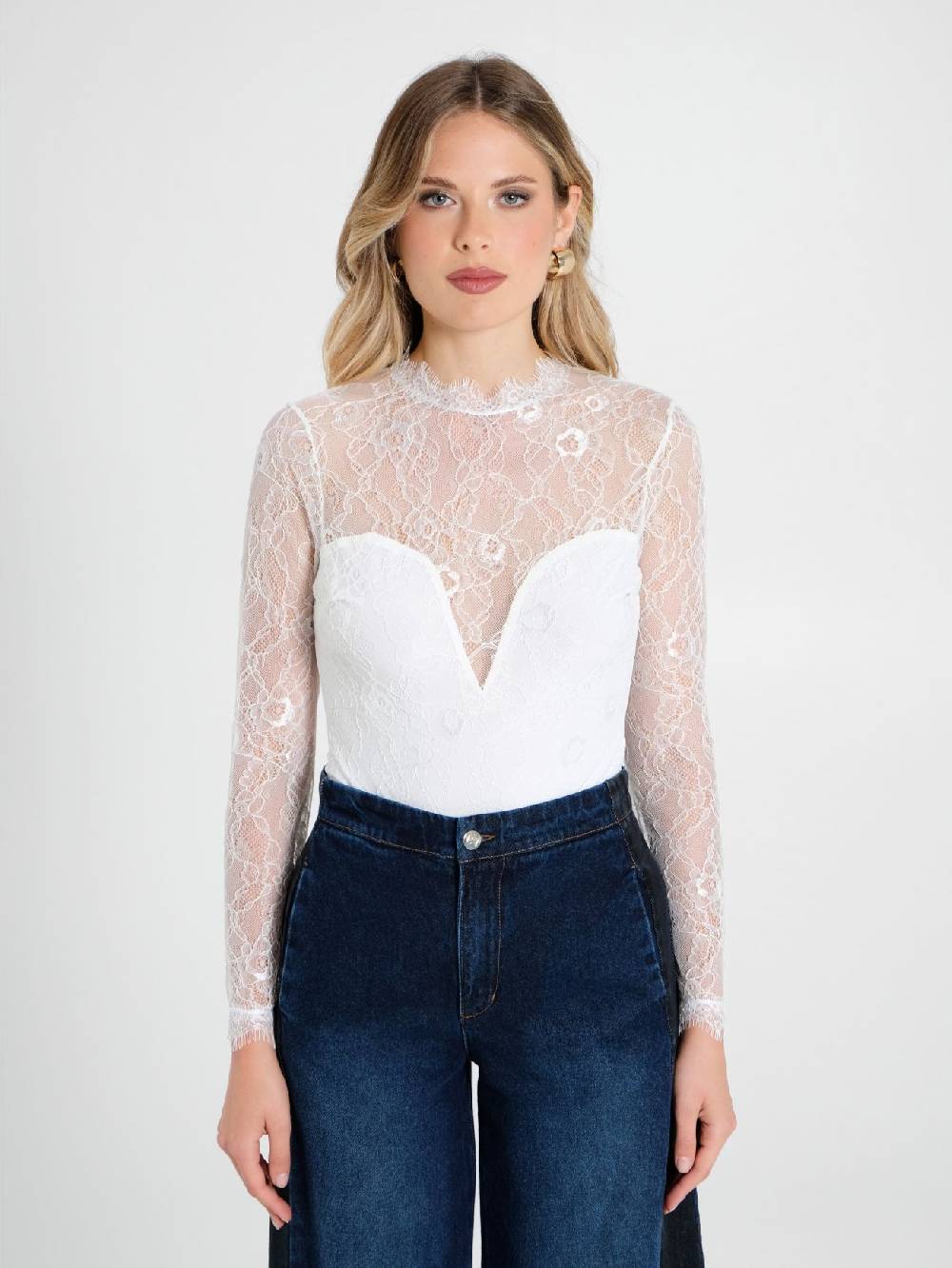 Rinascimento Blusa Body in Pizzo Enormi risparmi