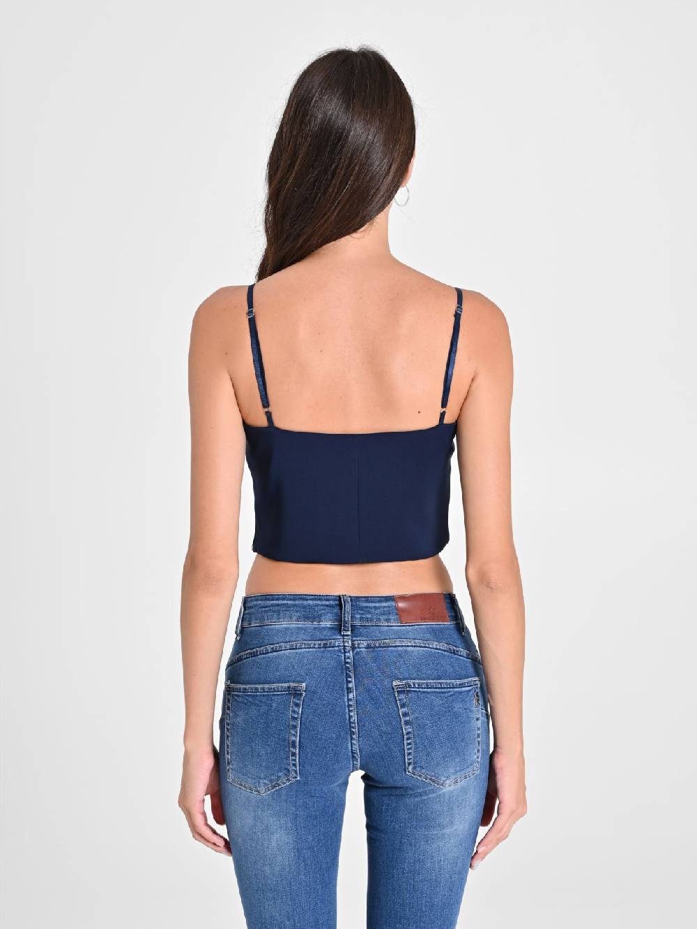 Rinascimento Crop Top Blu con Scollo a Cuore Prezzo basso