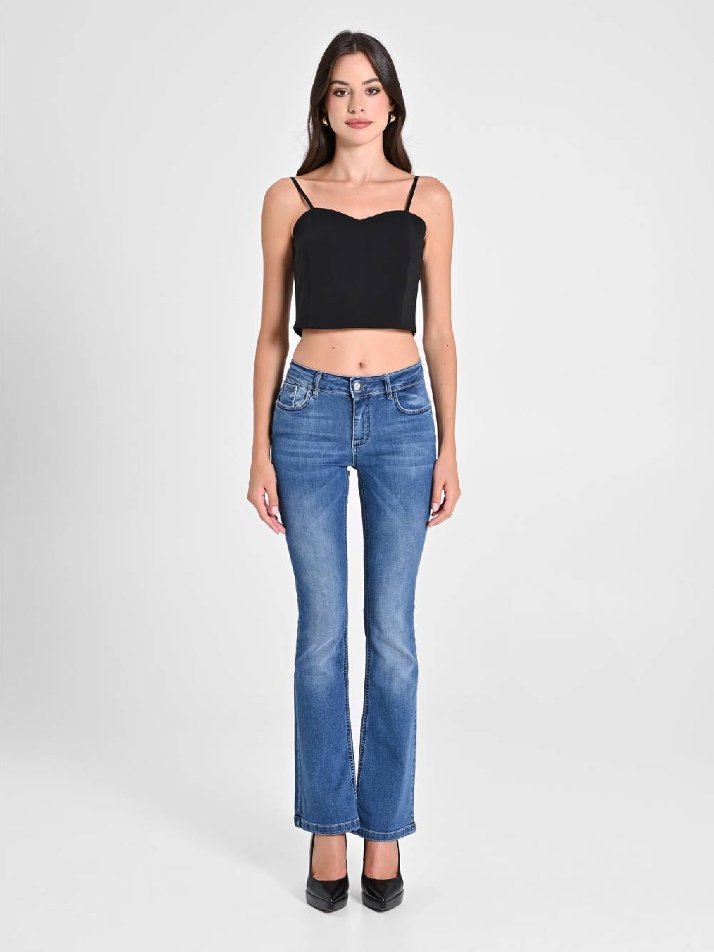 Rinascimento Crop Top Nero con Scollo a Cuore Super Saving Price