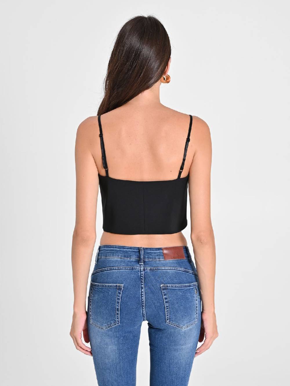 Rinascimento Crop Top Nero con Scollo a Cuore Super Saving Price