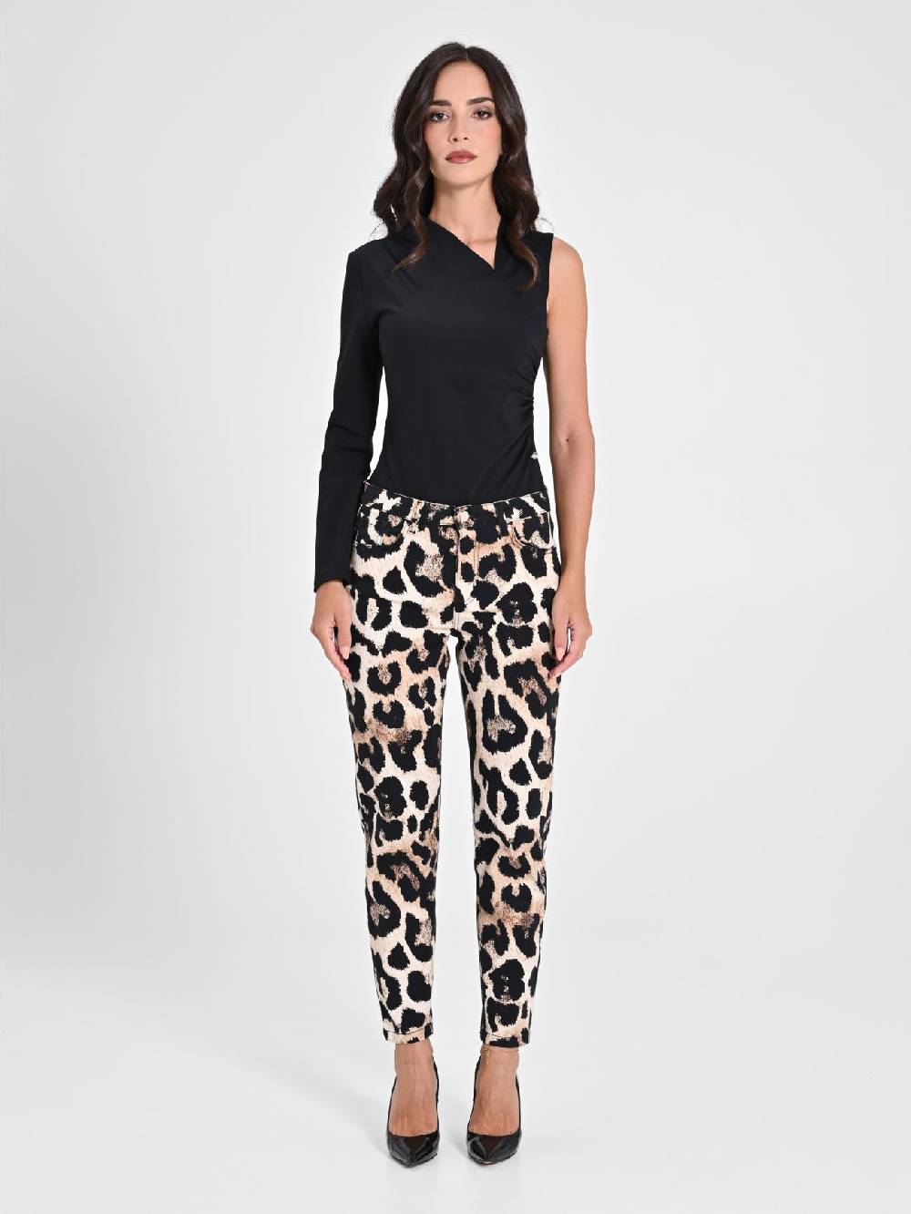 Rinascimento Pantaloni Denim Skinny Stampa Animalier Promozione Limitata