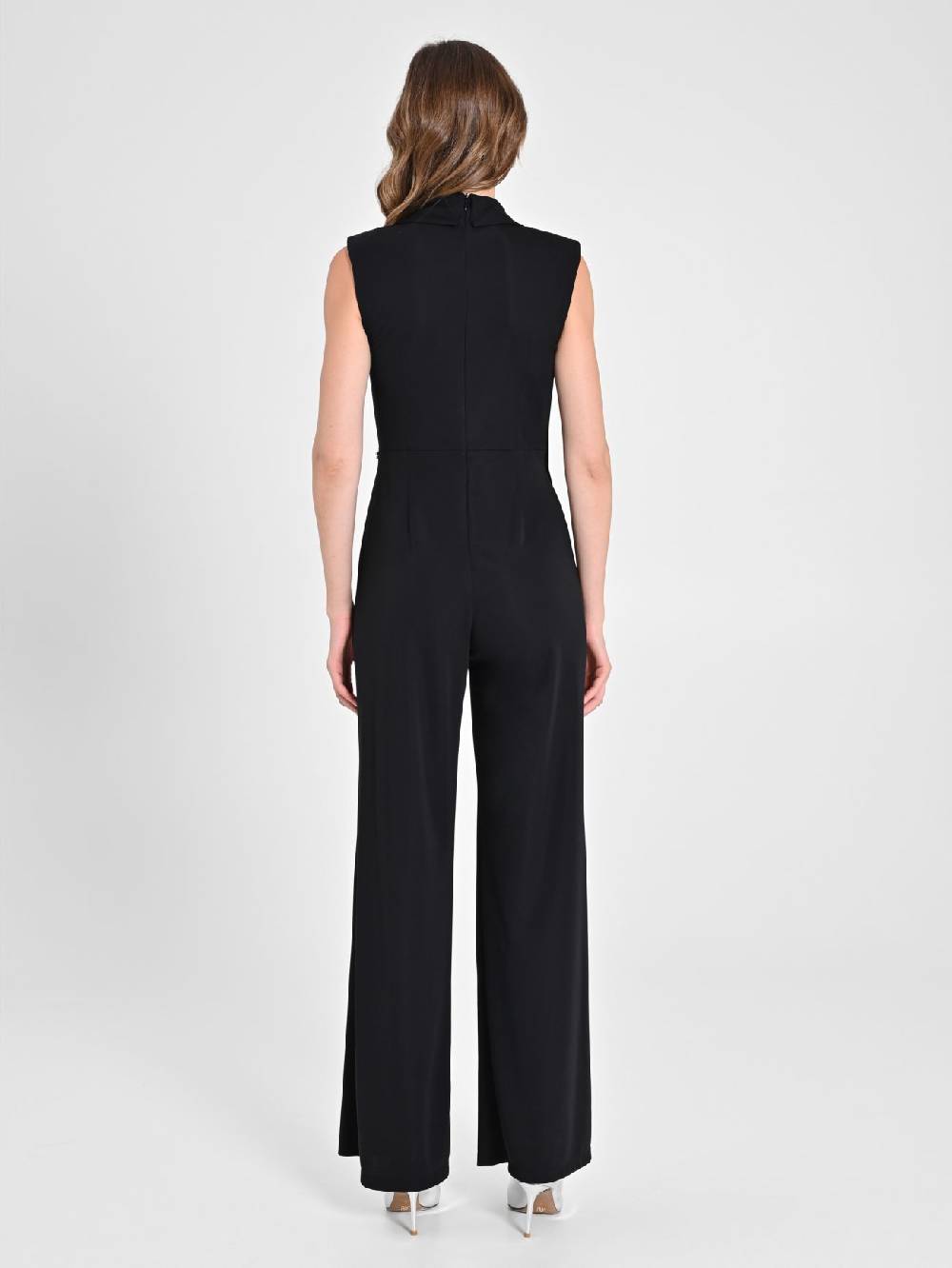 Rinascimento Tuta Tuxedo in Tessuto Fluido Nero Sconto